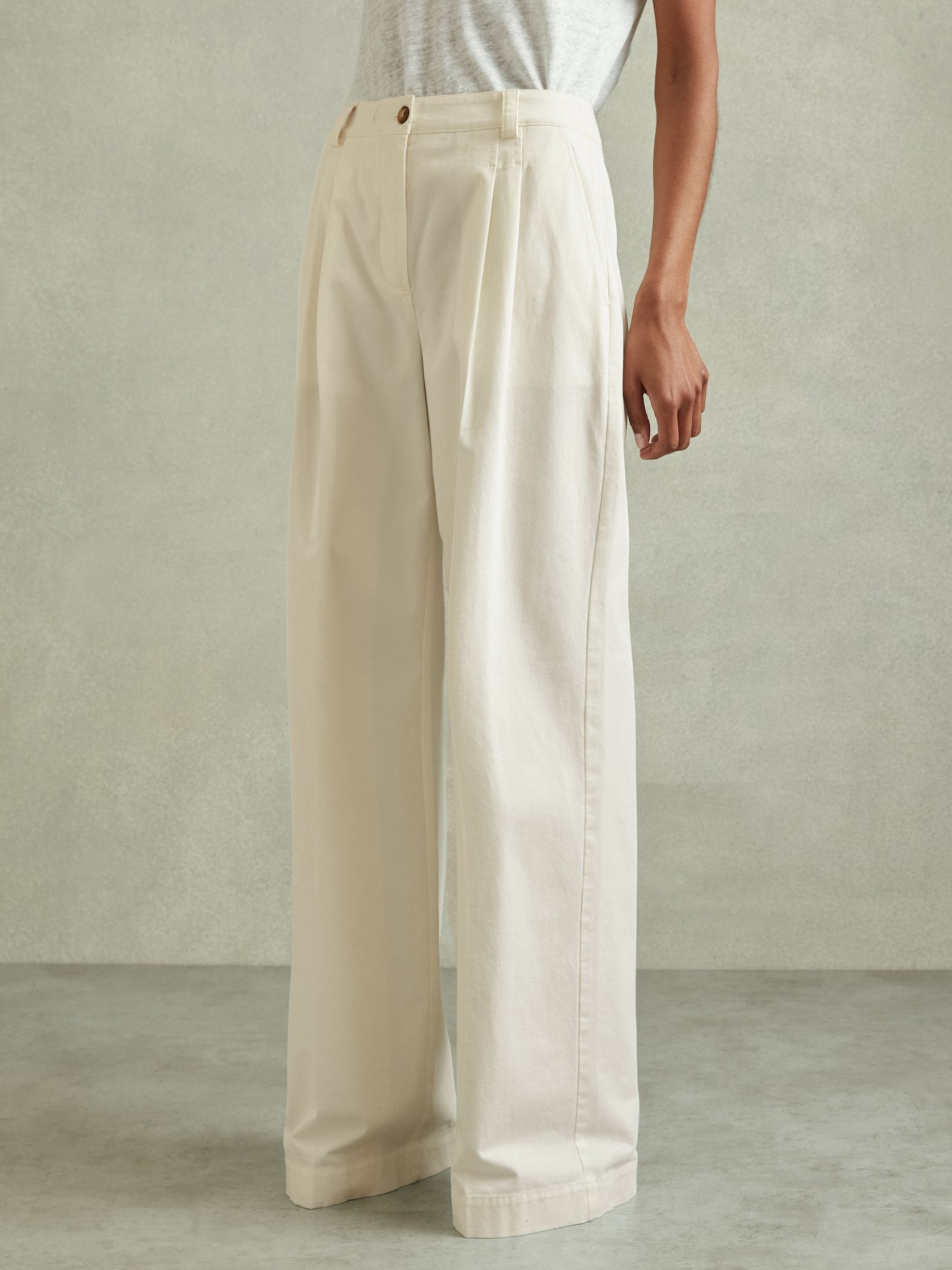 Petite white wide leg trousers on sale