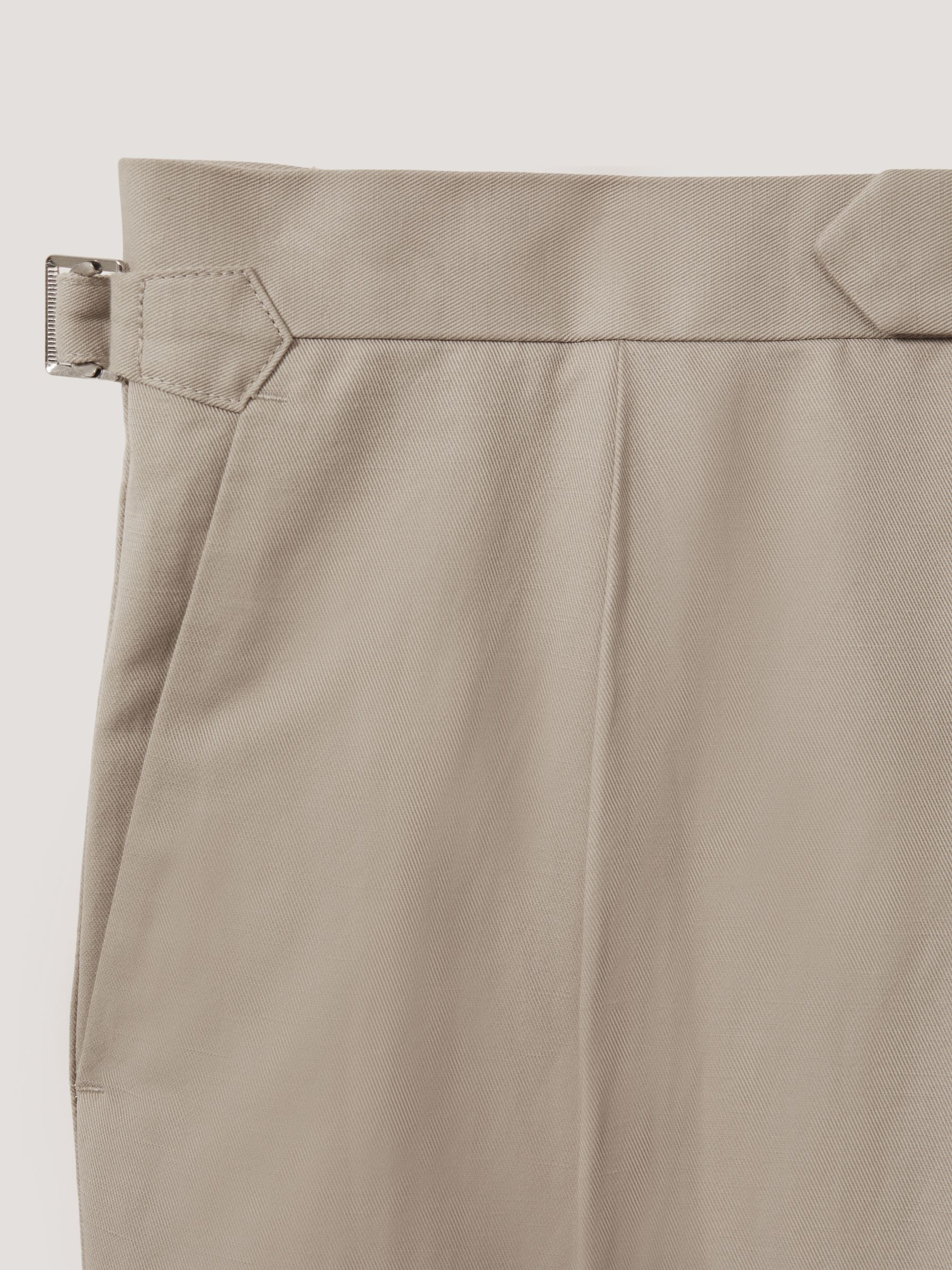 Reiss Relaxed Cropped Trousers with Turned Up Hems in Stone REISS