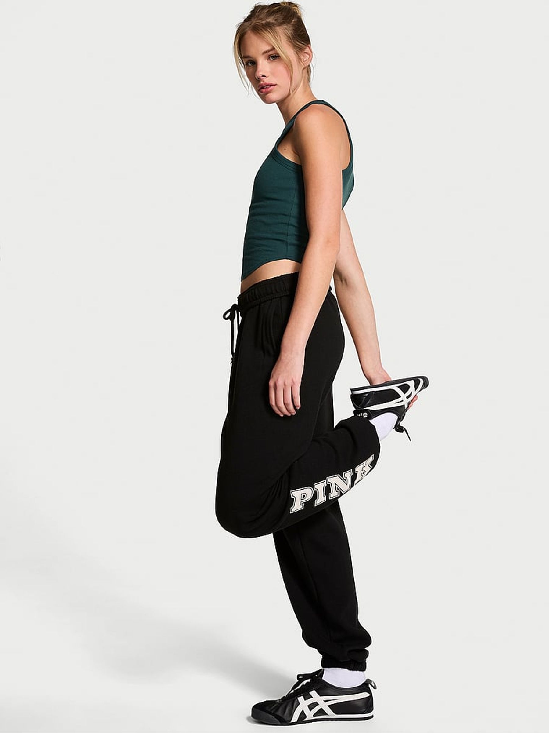 Buy Victoria s Secret Black Cuffed Fleece Jogger from the Victoria s Secret UK online shop