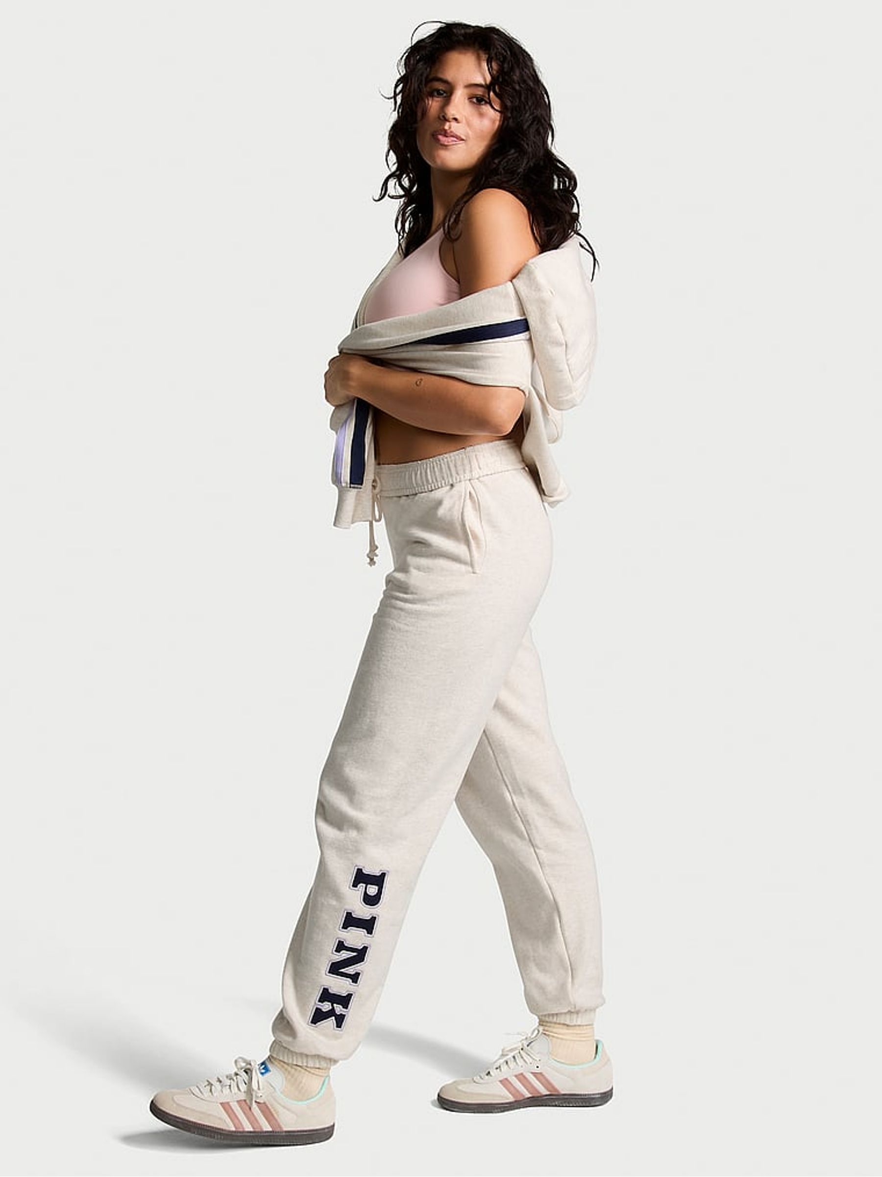 Heather Oatmeal Beige Cuffed Fleece Jogger