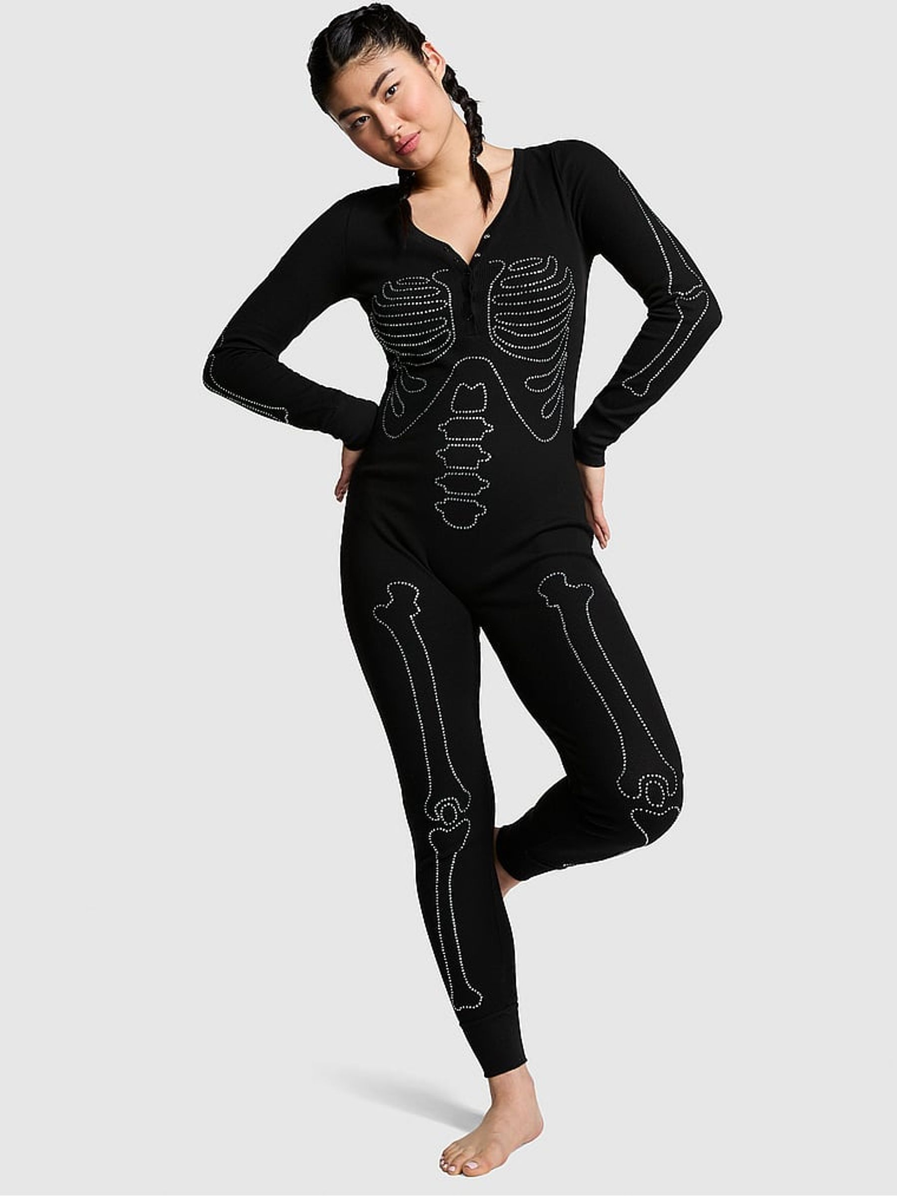 Black Halloween Skeleton Onesie