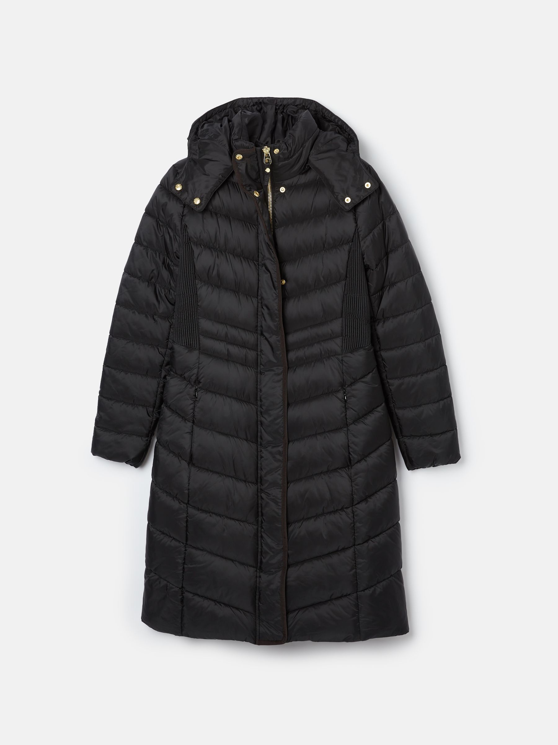 Pembury Black Showerproof Longline Padded Coat With Hood Joules