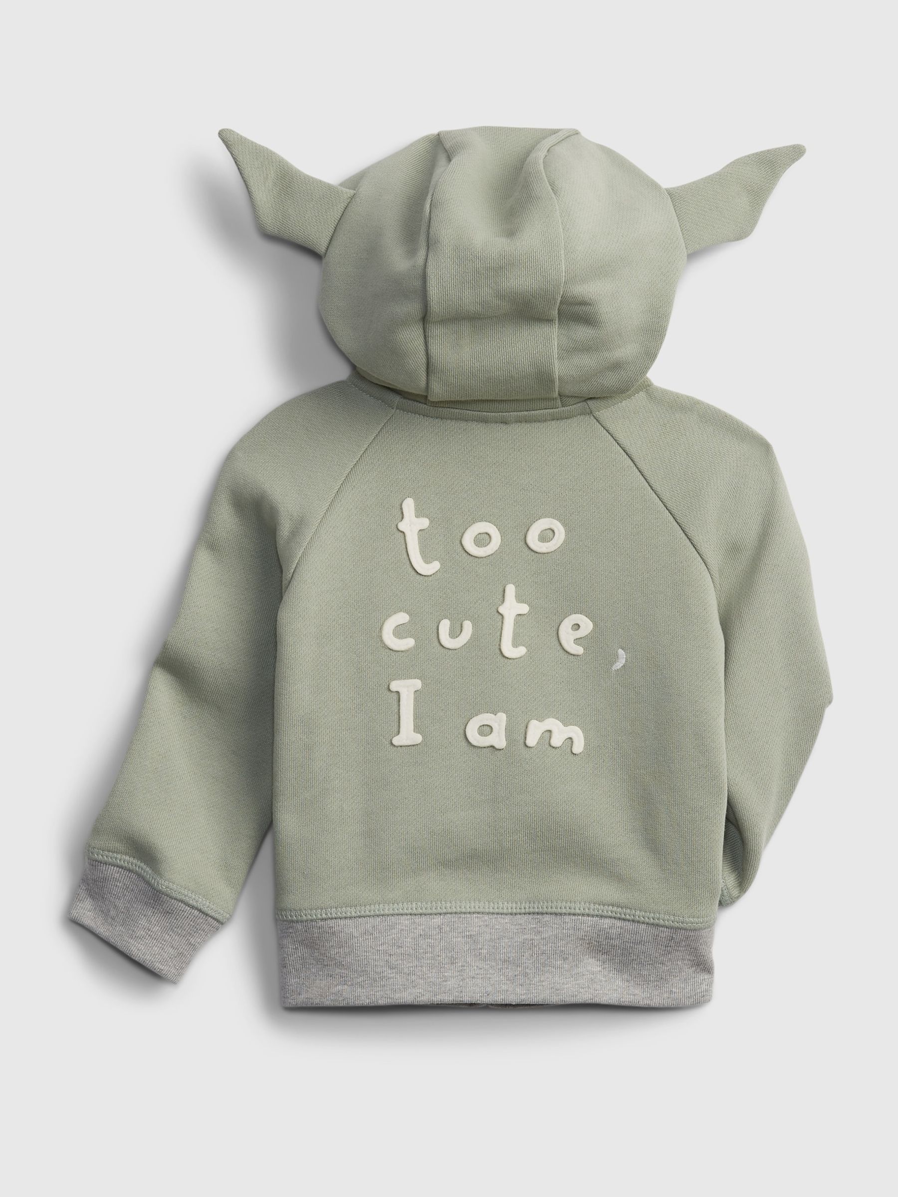Green Star Wars Grogu Yoda Logo Zip Up Hoodie