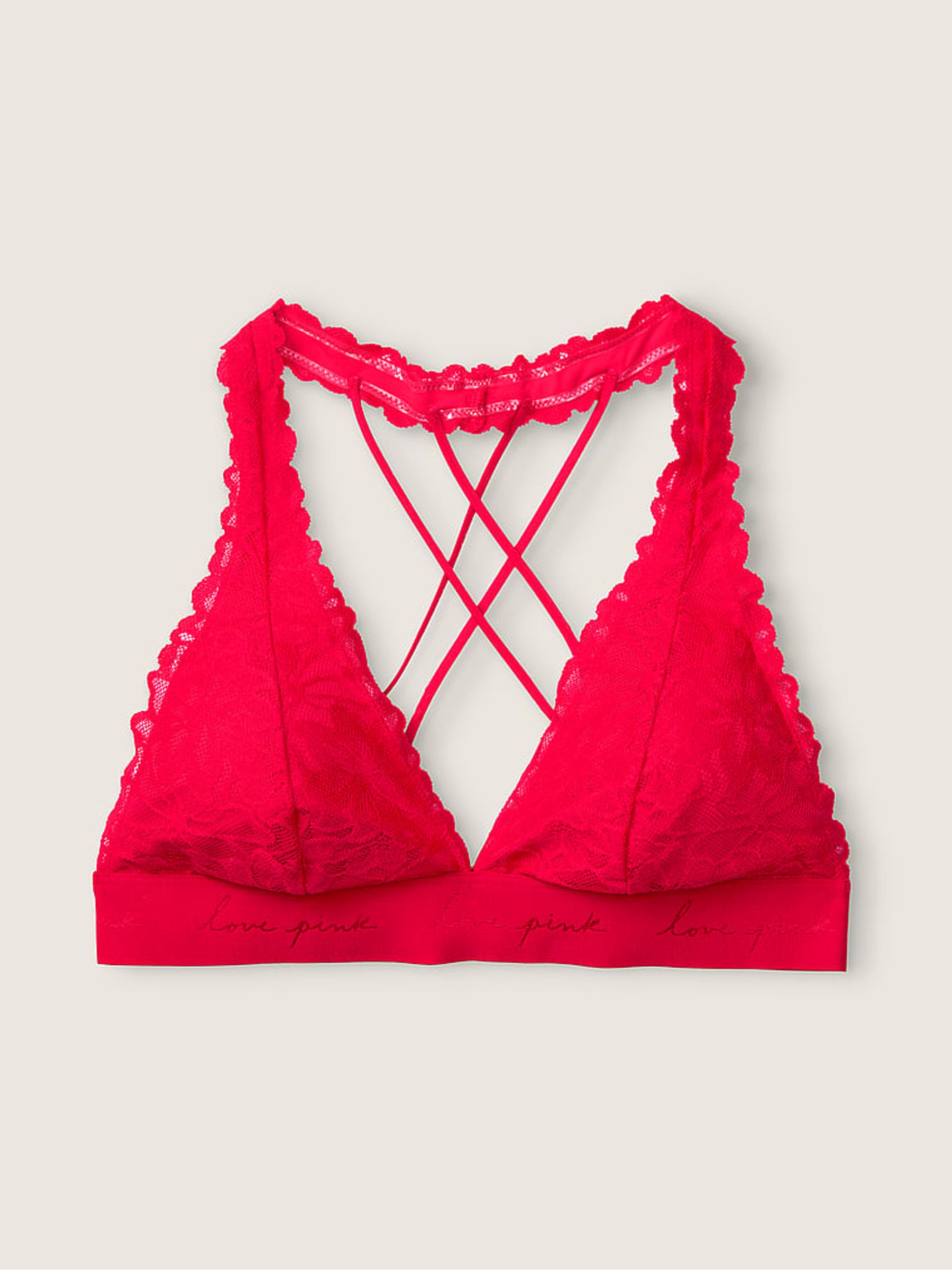 Buy Victoria s Secret Red Pepper Lace Strappy Back Halterneck Bralette from the Victoria s Secret UK online shop