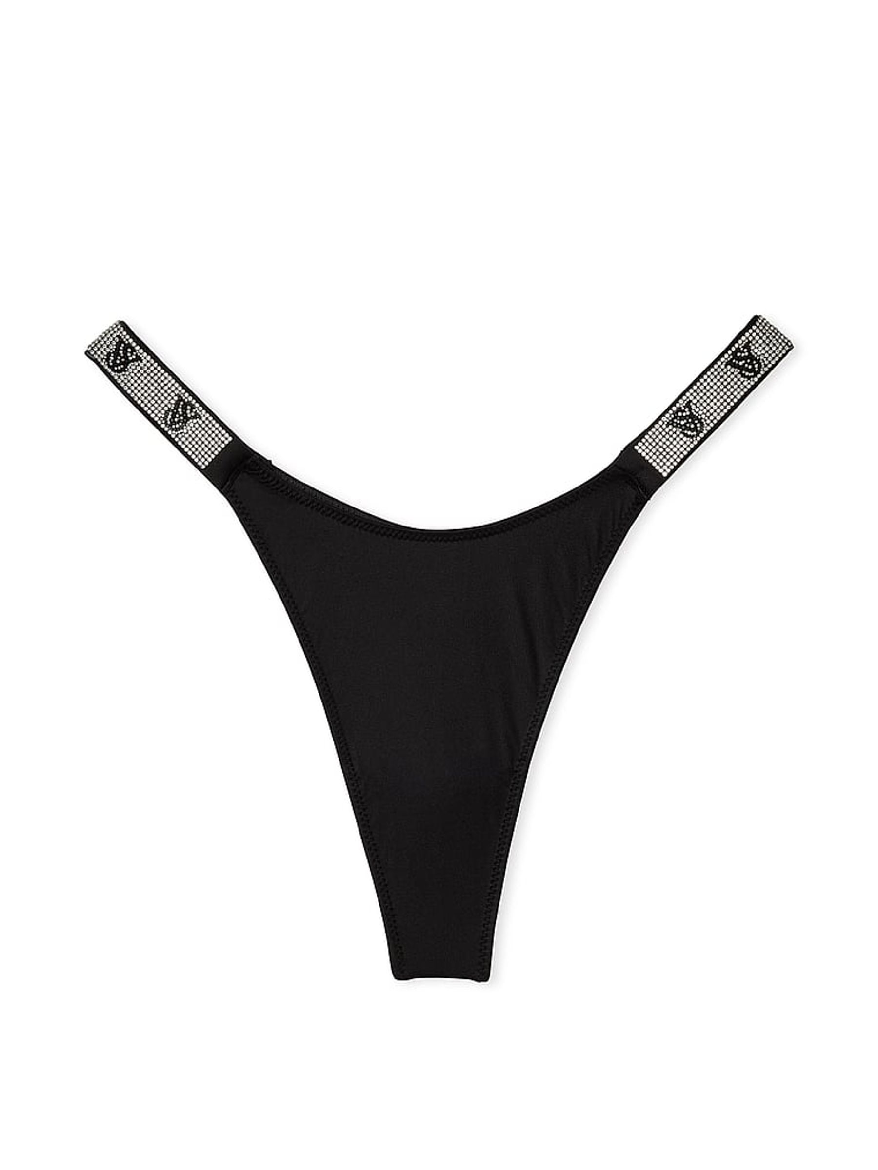 Black Smooth Monogram Thong Shine Strap Knickers | Victoria's Secret UK