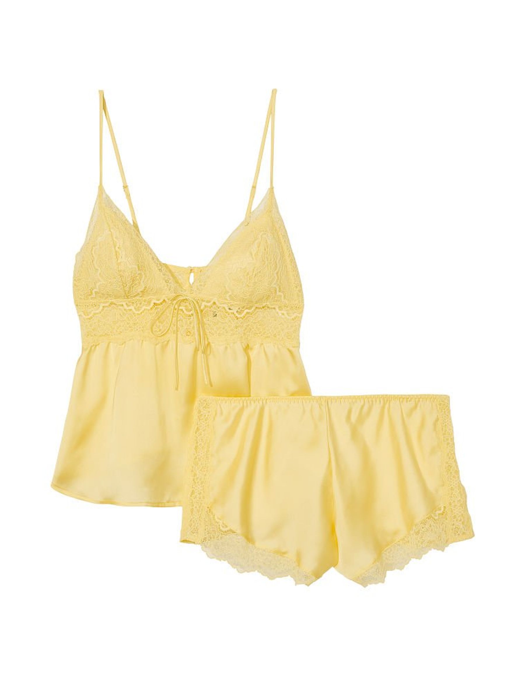 Lemon Yellow Satin Lace Short Cami Set Victoria s Secret Ireland