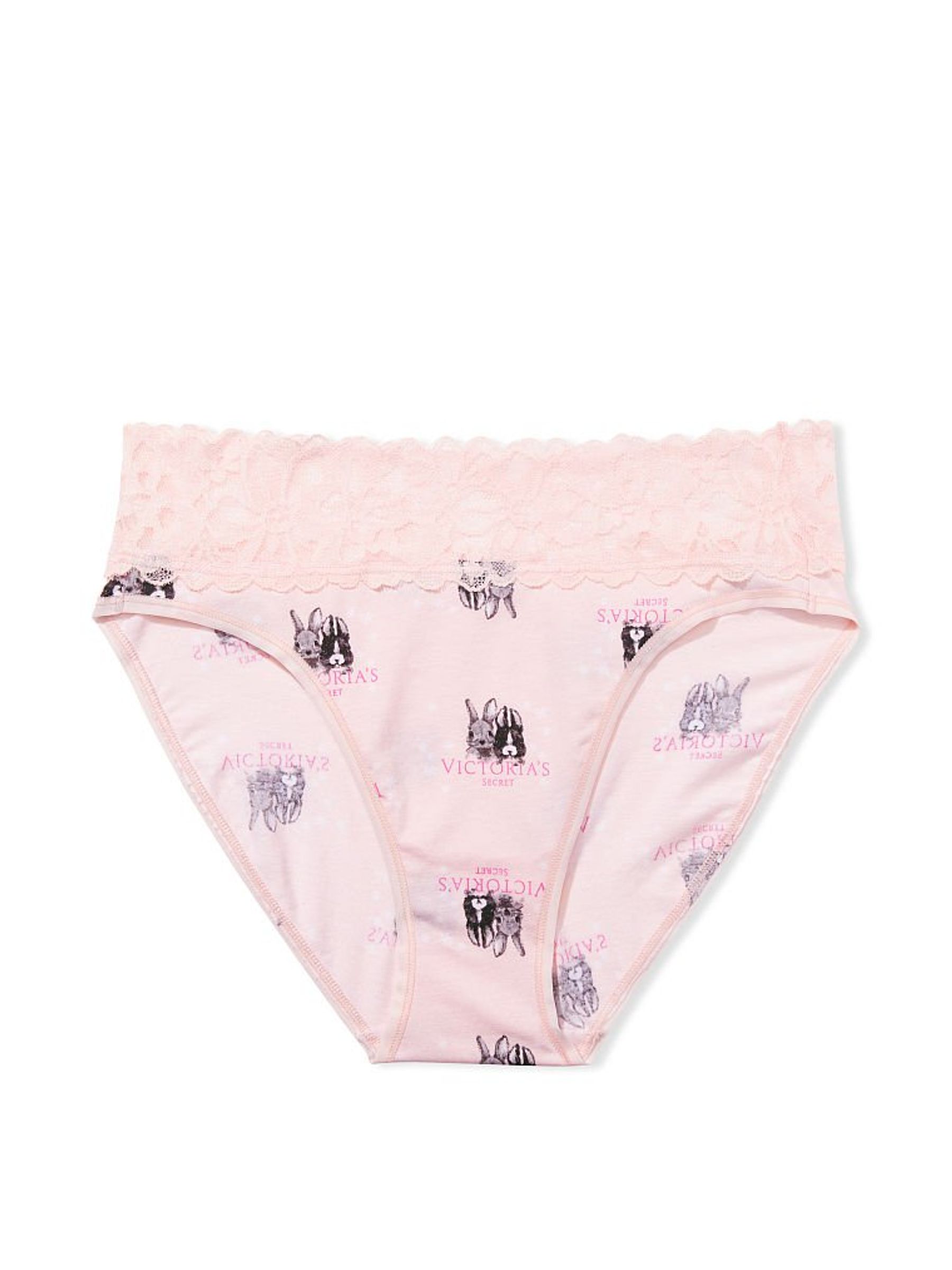 Pink Bunny Logo Cotton Lace Waist Brief Panty | Victoria's Secret UK