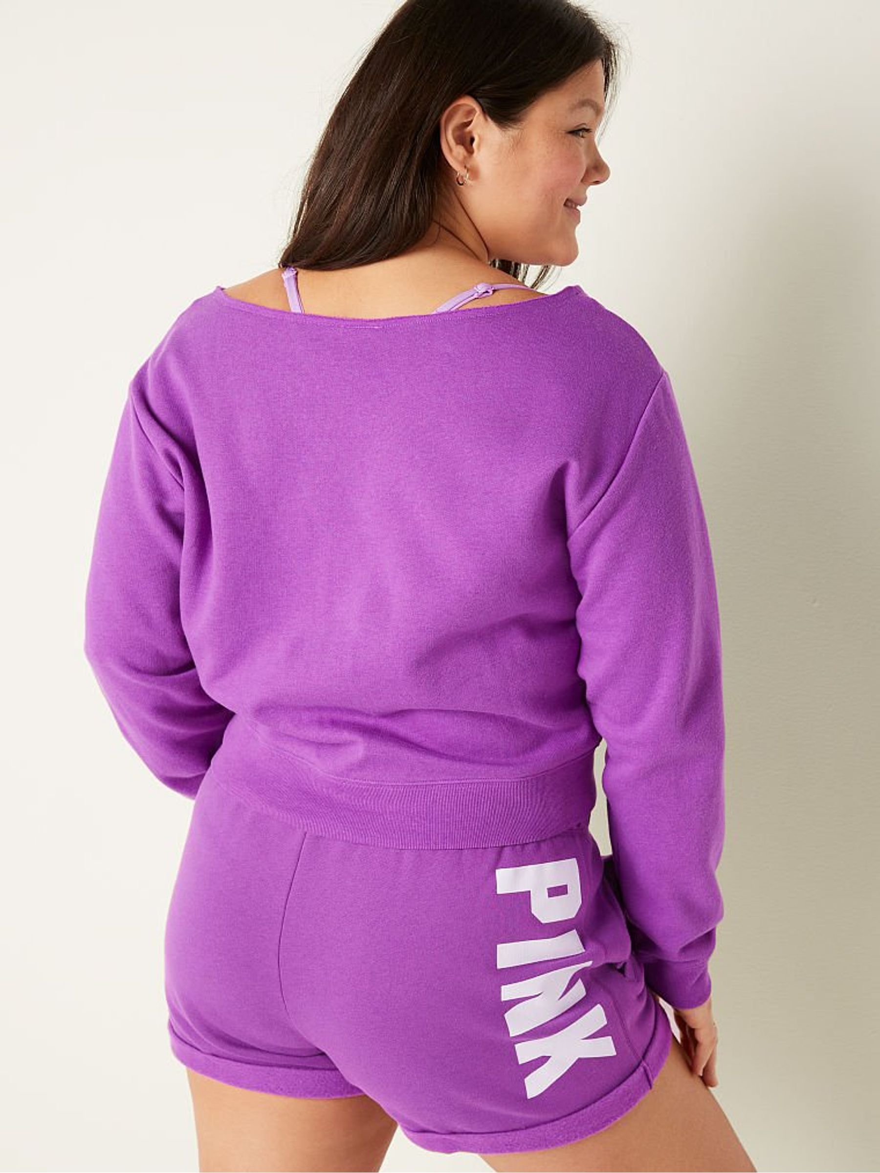 Neon Purple Classic Logo Everyday Lounge Off The Shoulder Sweatshirt Victoria s Secret UK