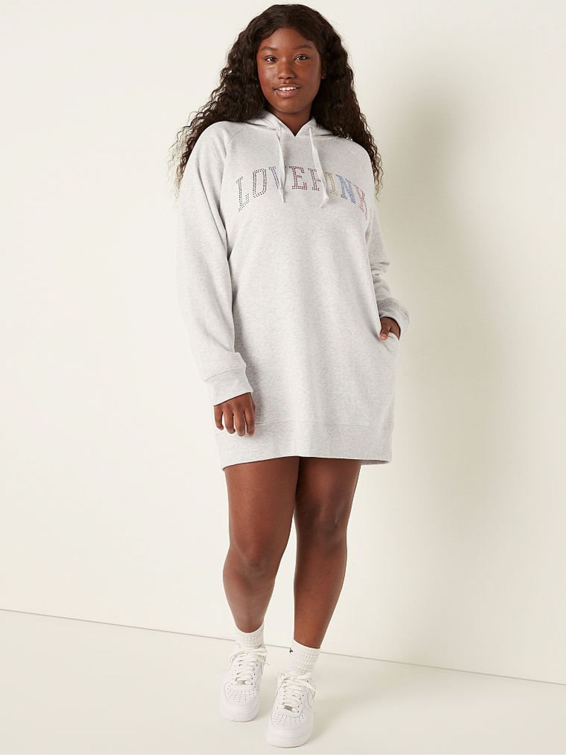 Buy Victoria s Secret Heather Stone Grey Rainbow Shine Sweatshirt Dress from the Victoria s Secret UK online shop