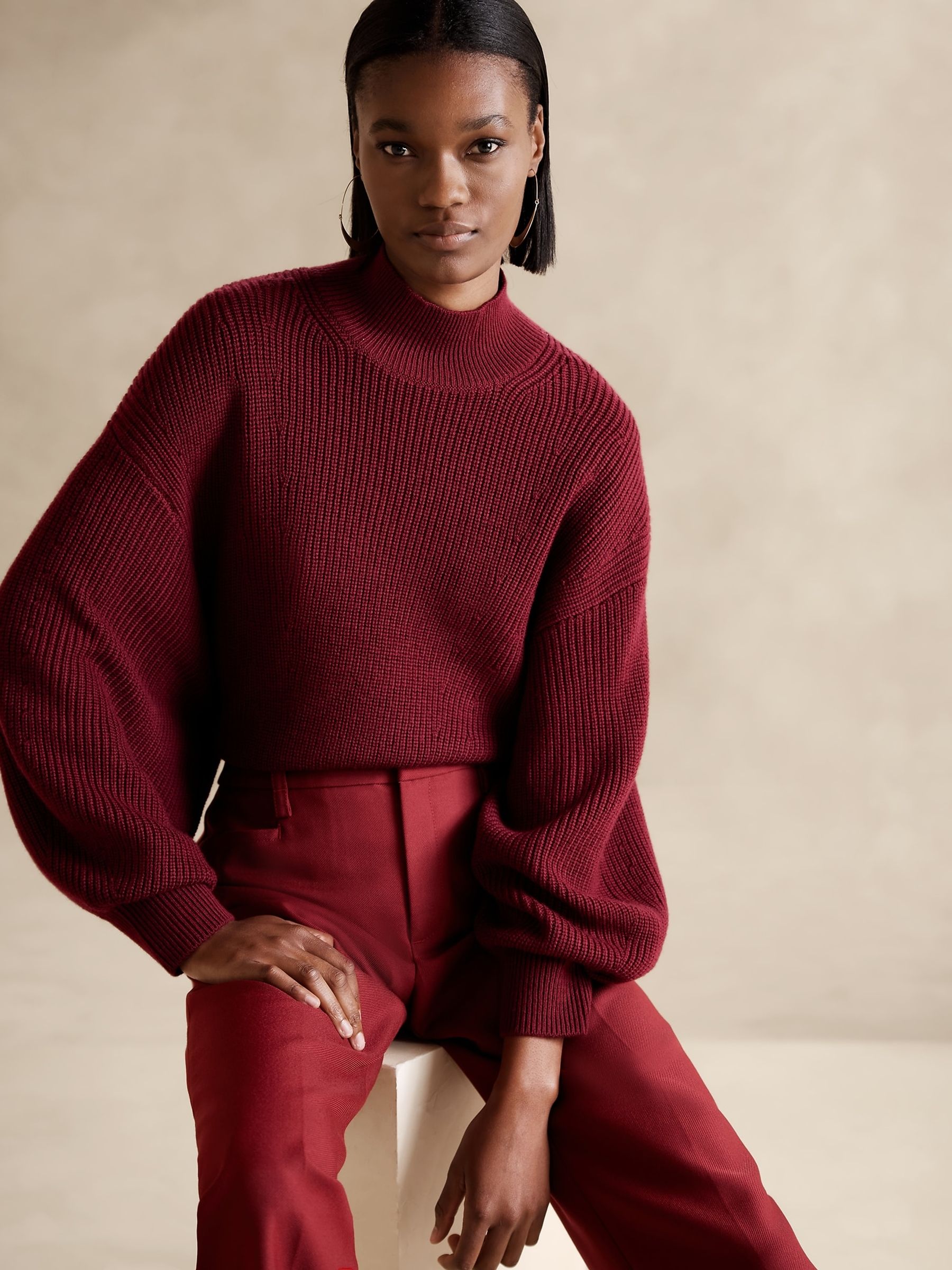 Buy Banana Republic Burgundy Red Landa Merino Jumper from the Gap online shop