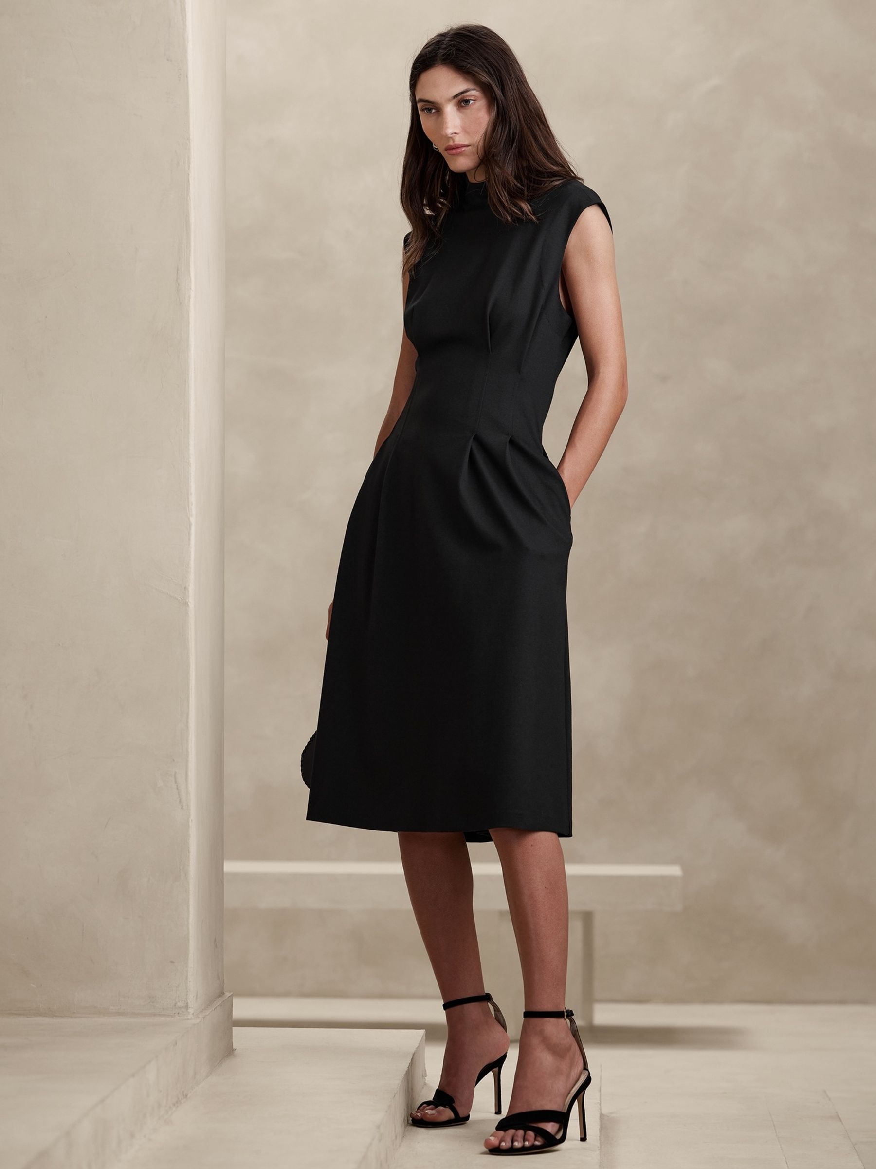Buy Banana Republic Black Rabia Ponte Midi Dress from the Gap online shop