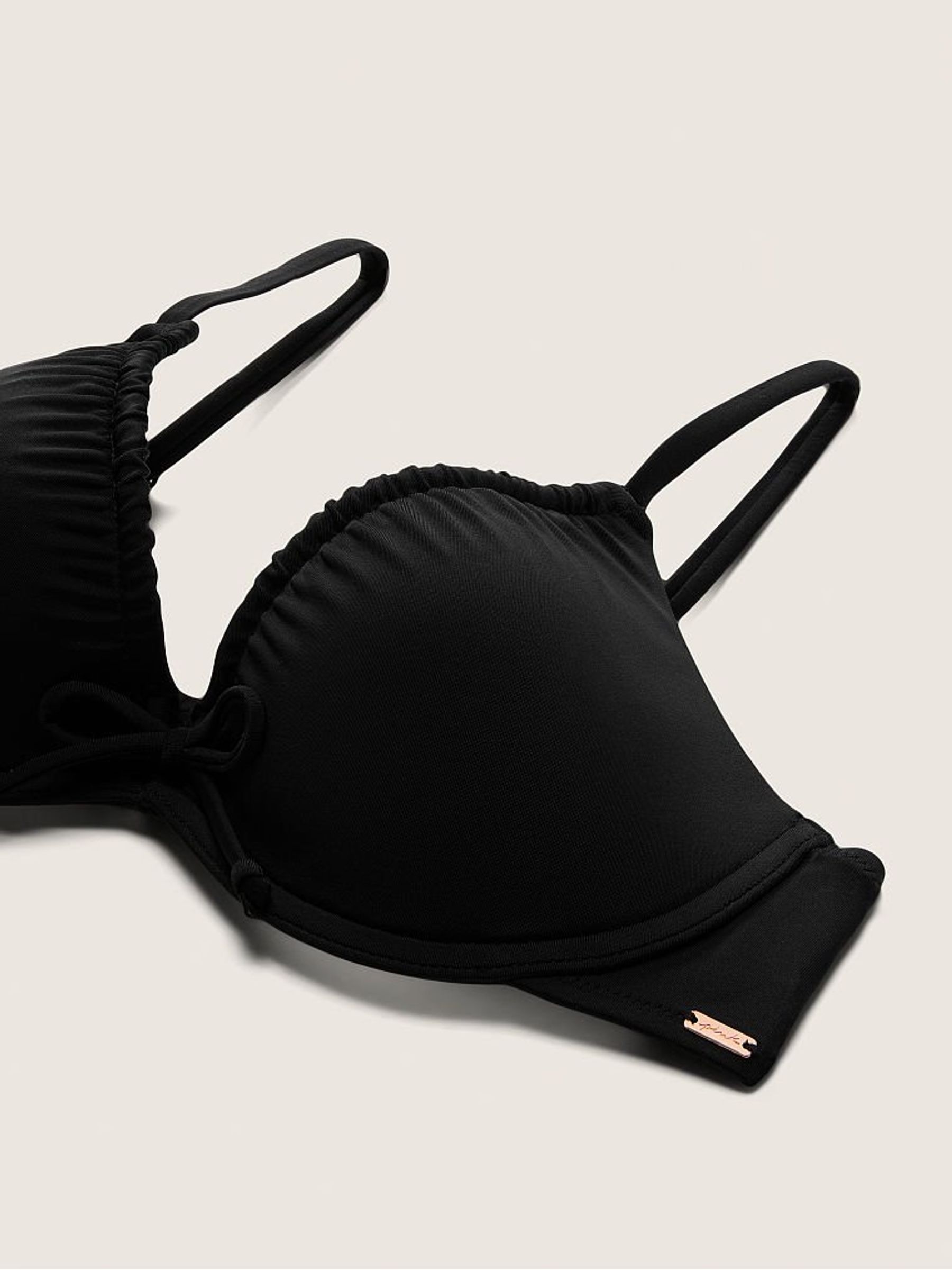 Pure Black Ruched Push Up Bikini Top Victoria s Secret UK