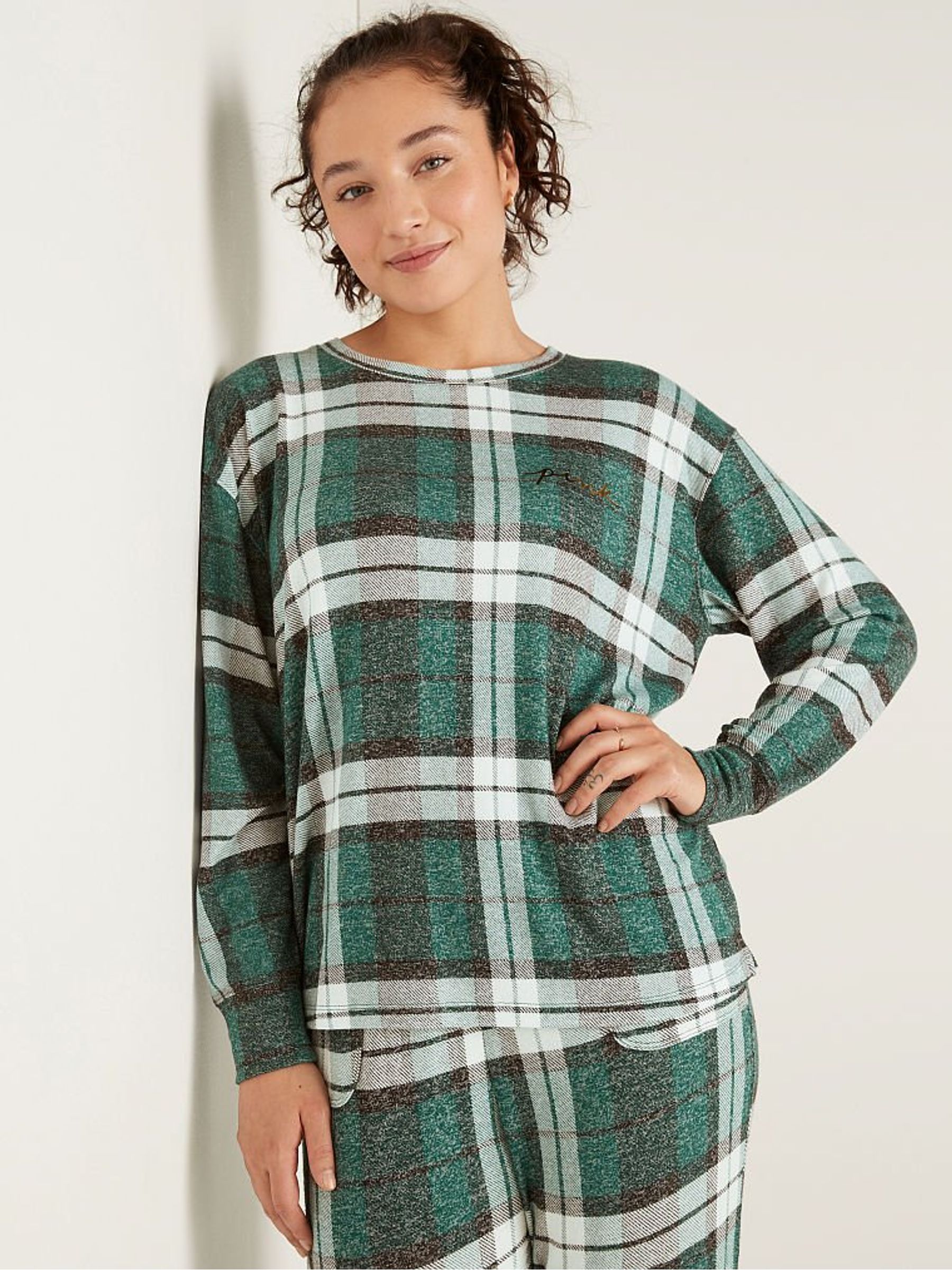 Buy Victoria s Secret Dark Garden Plaid Cozy Long Sleeve Sleep Shirt from the Victoria s Secret UK online shop