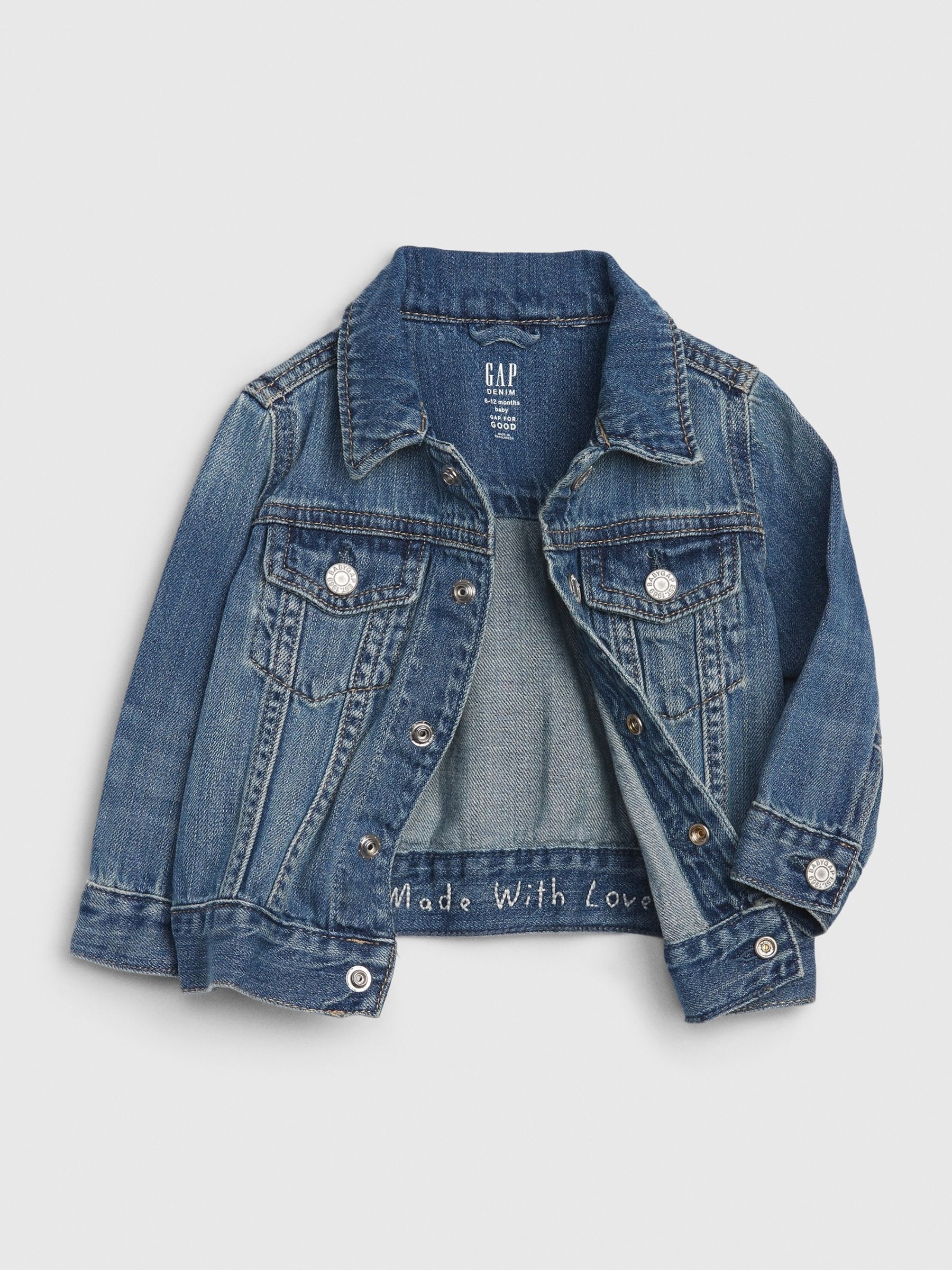 Buy Blue Organic Cotton Icon Denim Jacket Baby from the Gap online shop