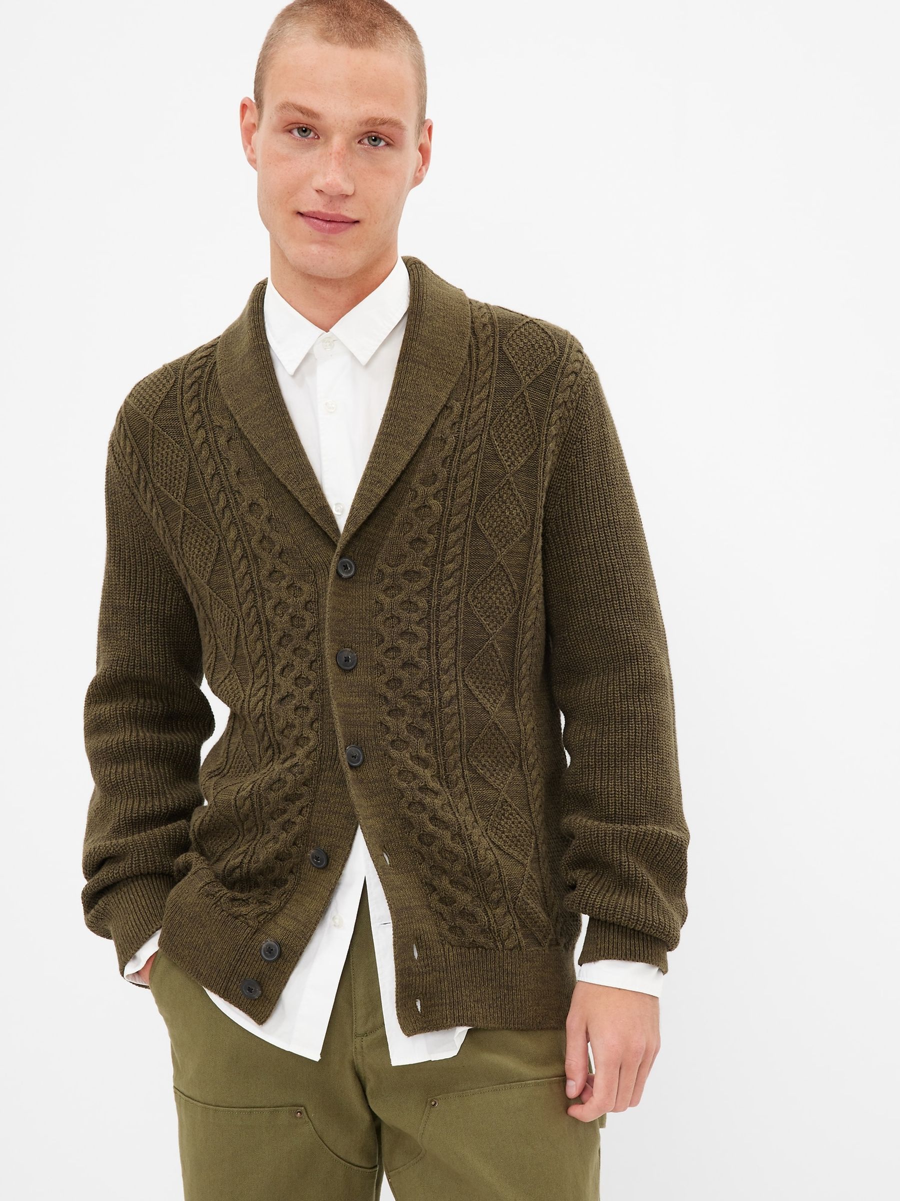 Buy Green Cable Knit Cardigan from the Gap online shop