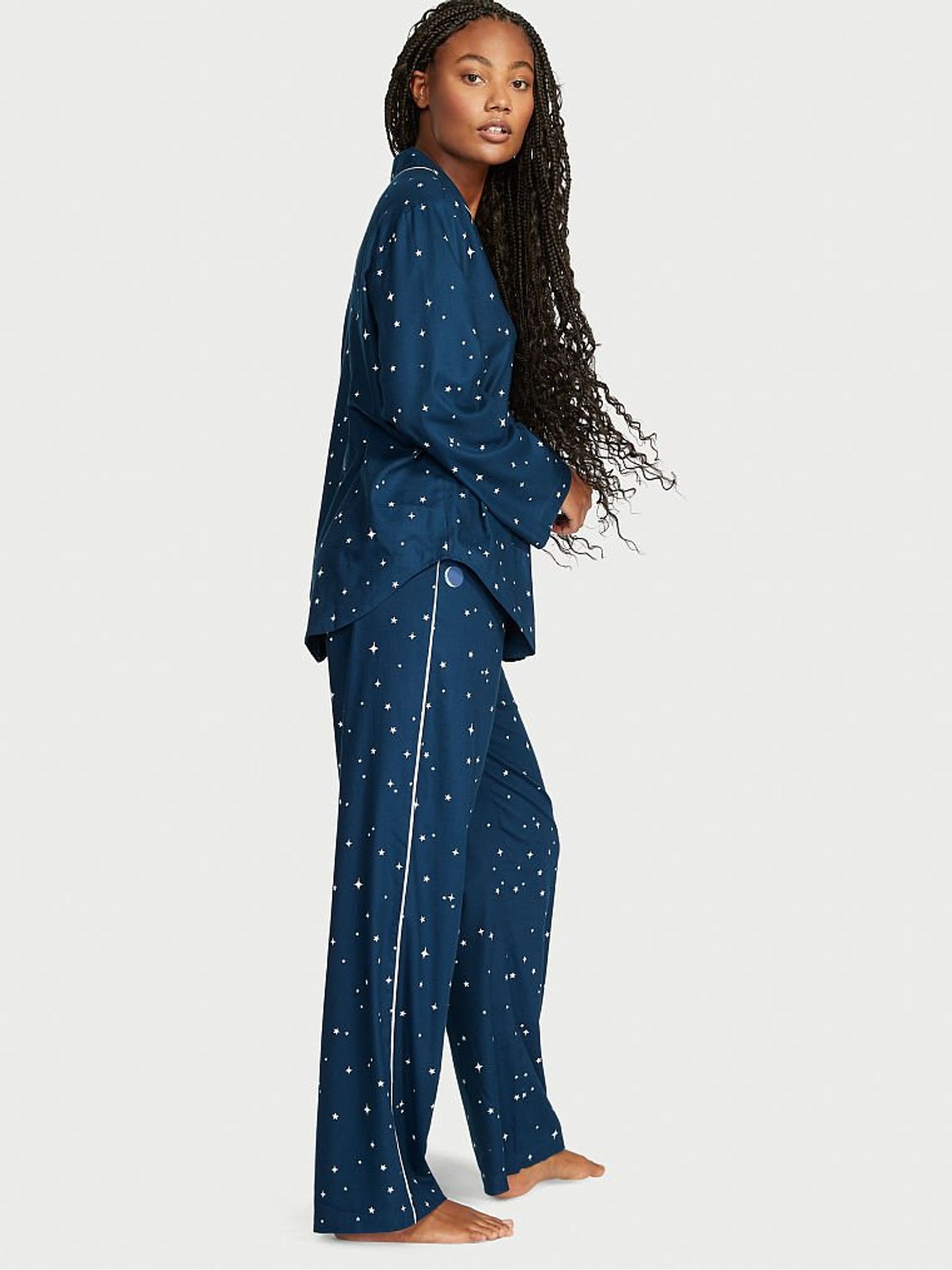Buy Victoria s Secret Academy Blue Stars Flannel Long Pyjamas from the Victoria s Secret UK online shop