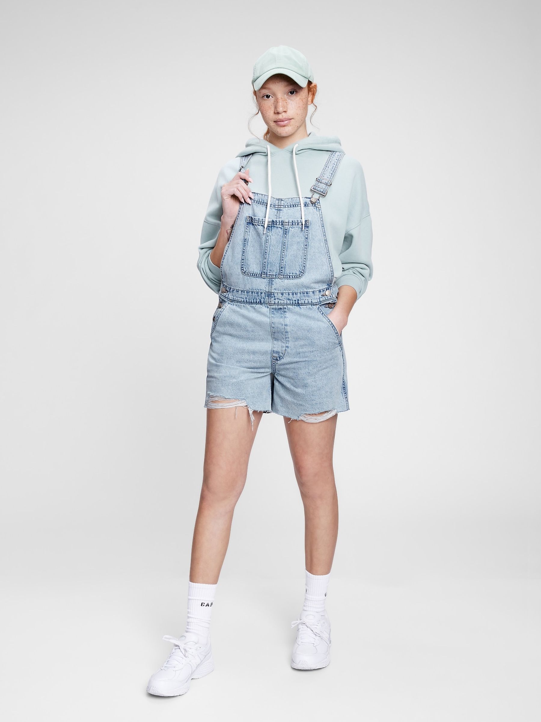 Distressed denim dungarees online