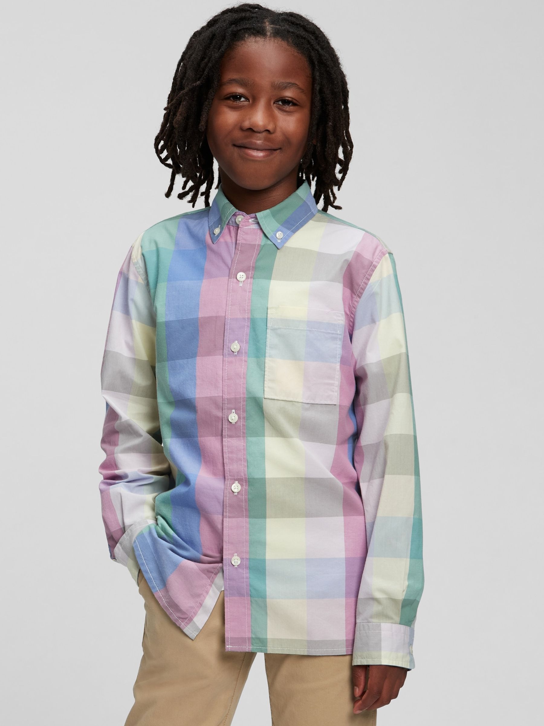 Buy Kids Plaid Button Down Shirt from the Gap online shop