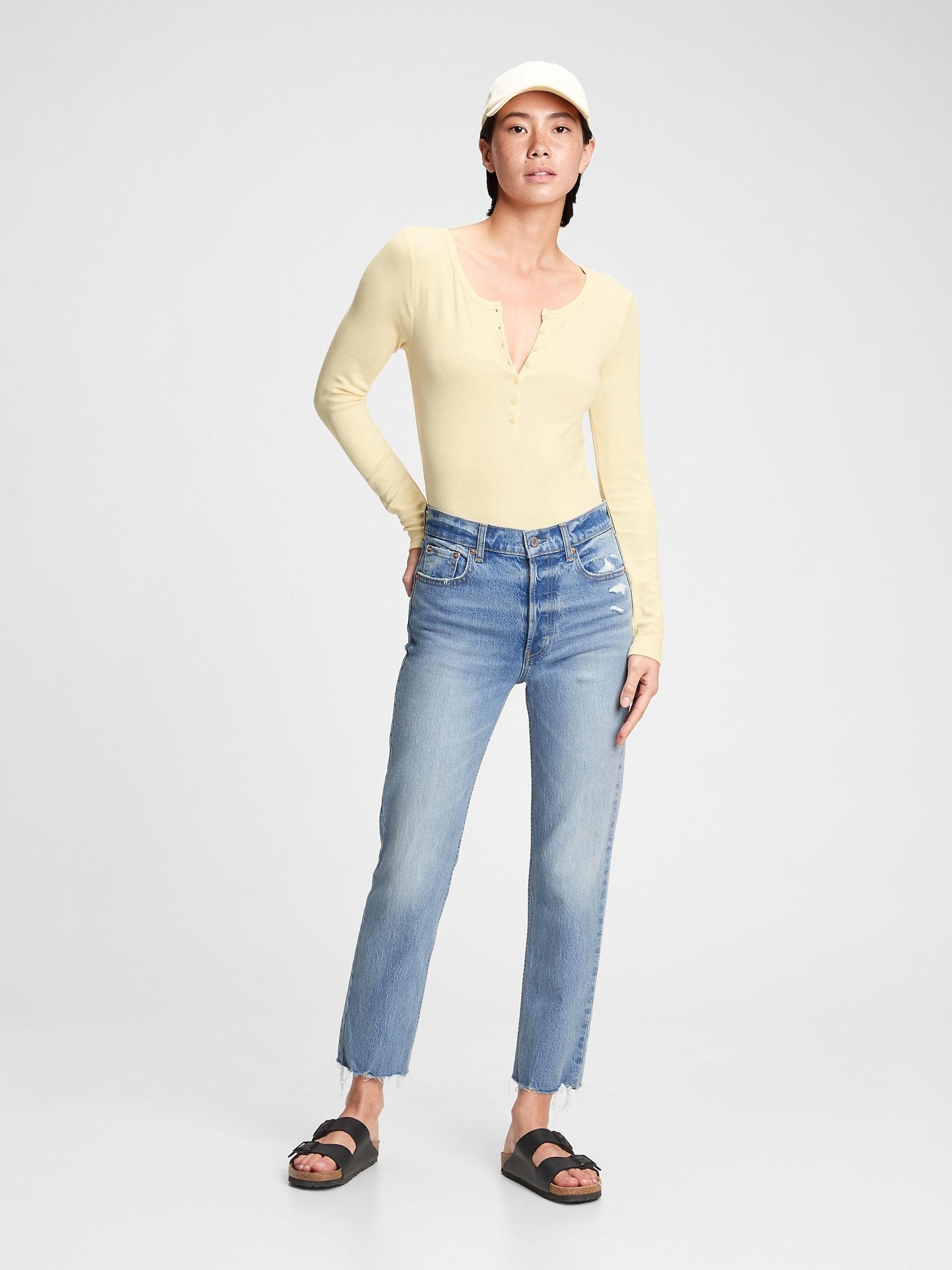 Buy High Waisted Cheeky Straight Jeans from the Gap online shop