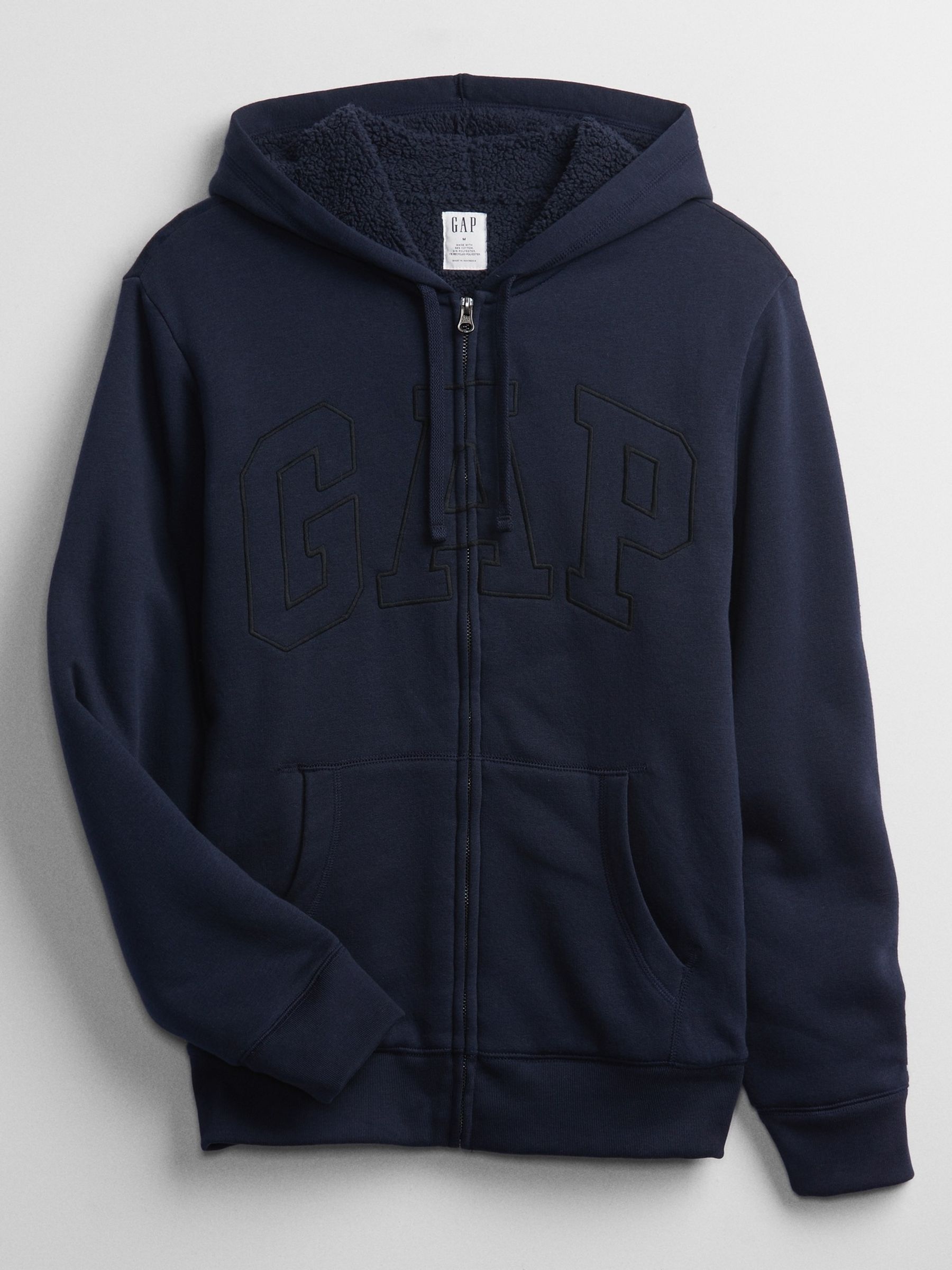 Buy Sherpa Lined Zip Up Logo Hoodie from the Gap online shop