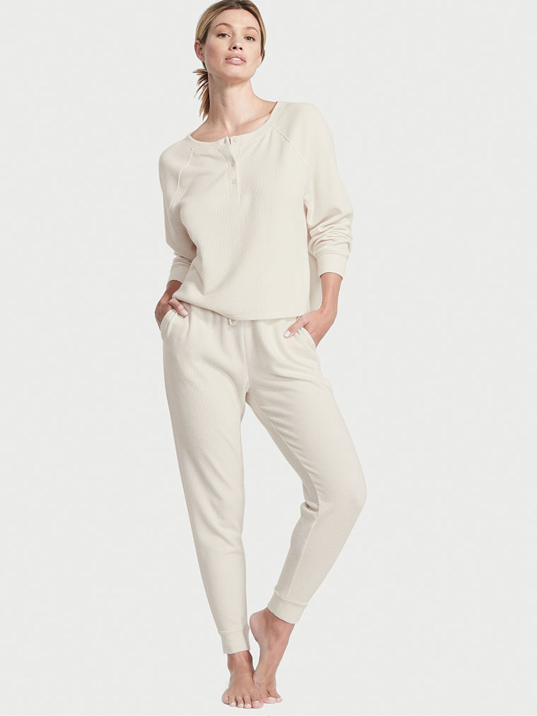 Cream Waffle Lounge Jogger Set Victoria s Secret Ireland