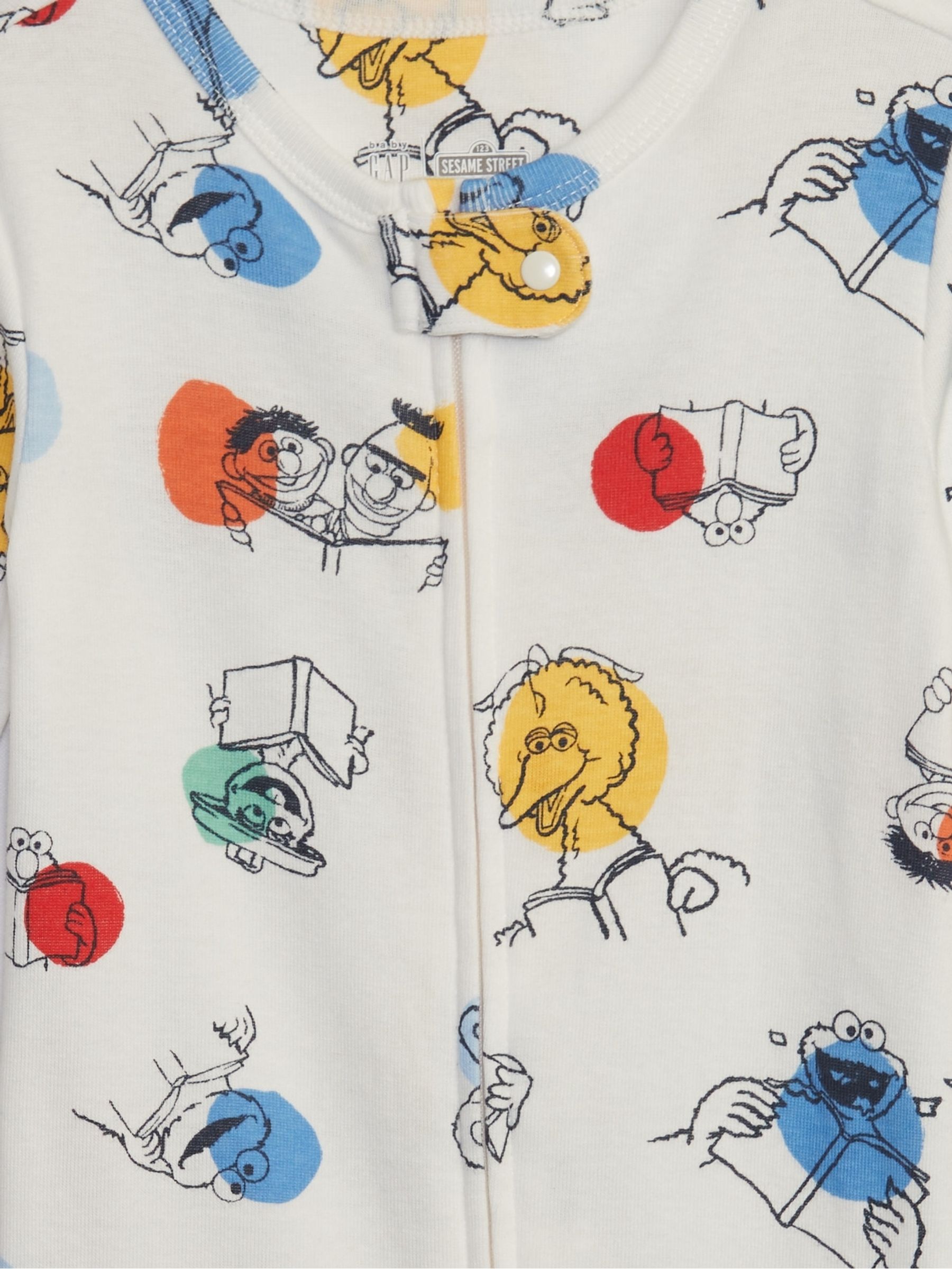 White Organic Cotton Sesame Street Sleepsuit