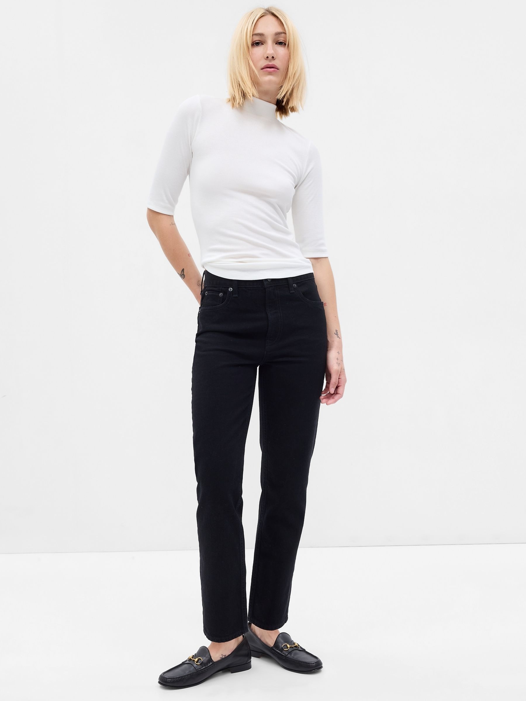 Gap high waisted black jeans top