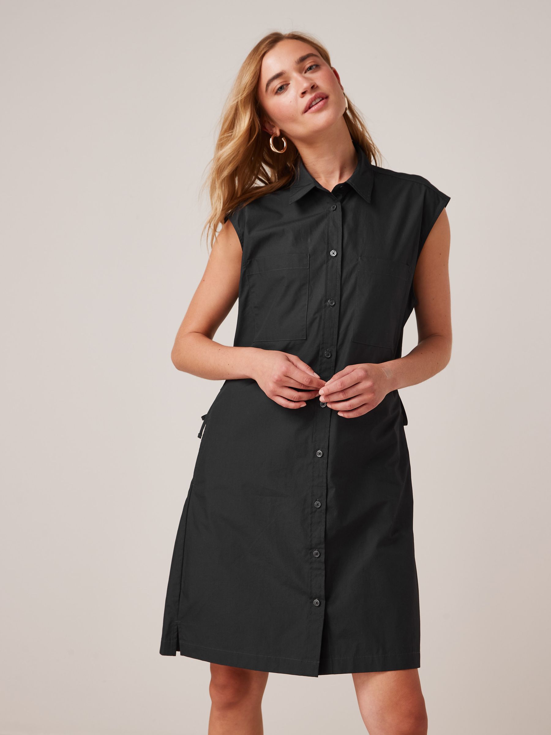Sleeveless shirt dress with collar online