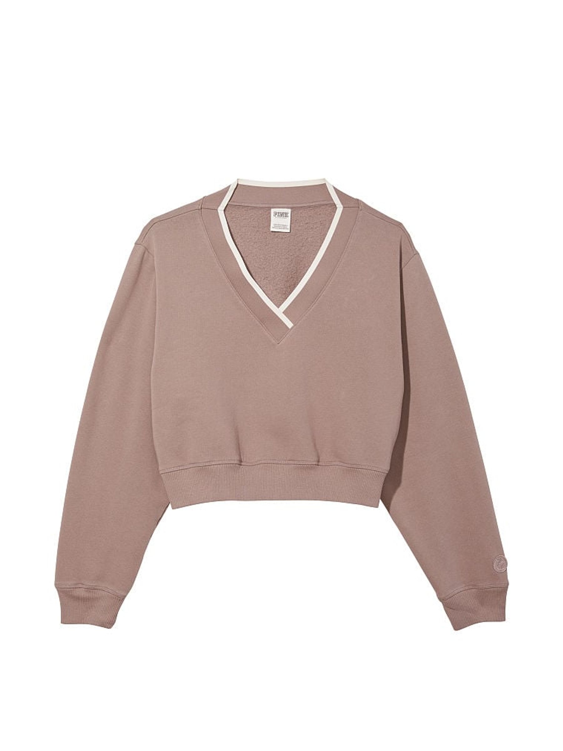 Iced Coffee Brown Elevated Fleece V Neck Sweat Top
