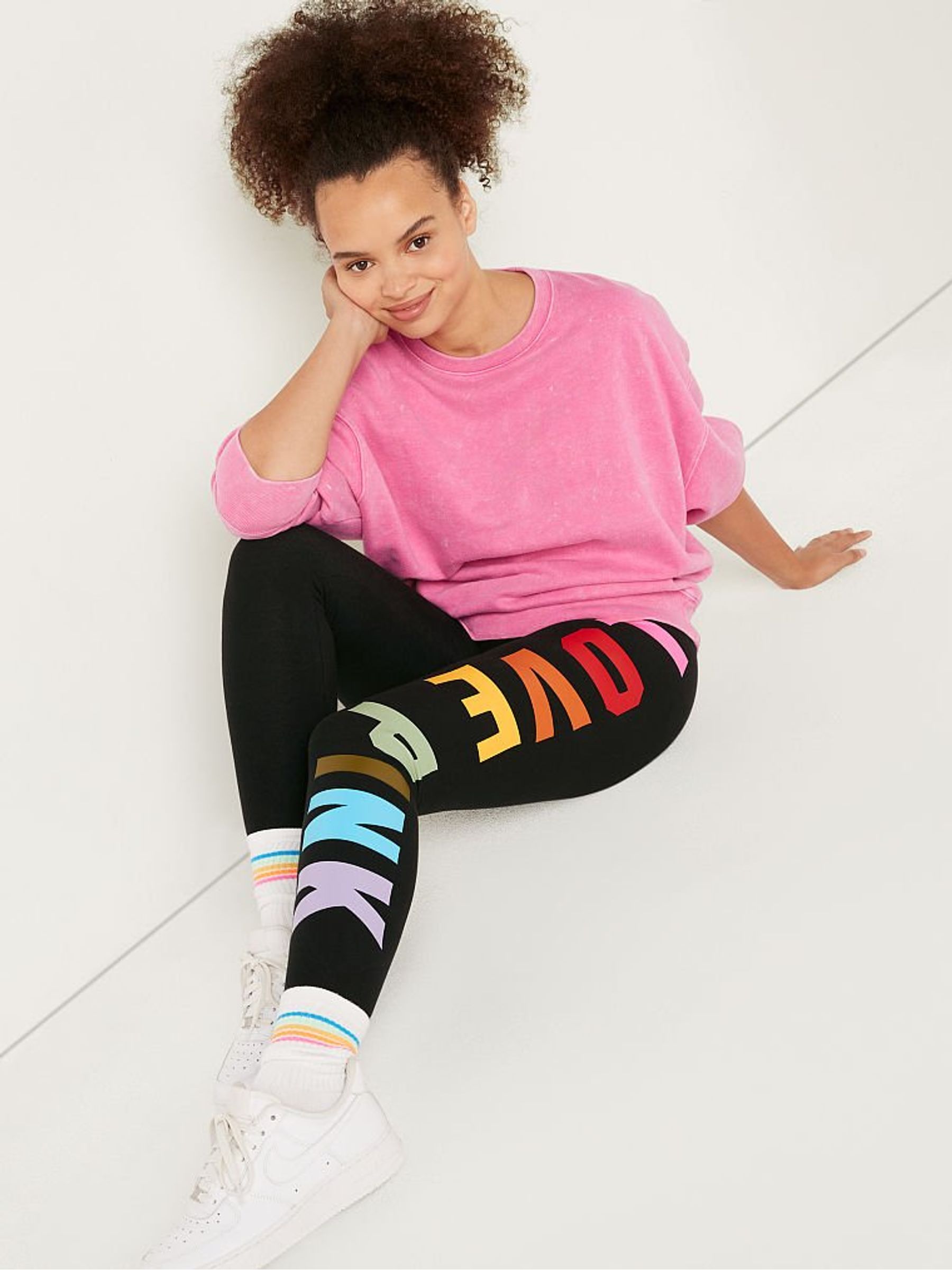 Pink rainbow leggings shop