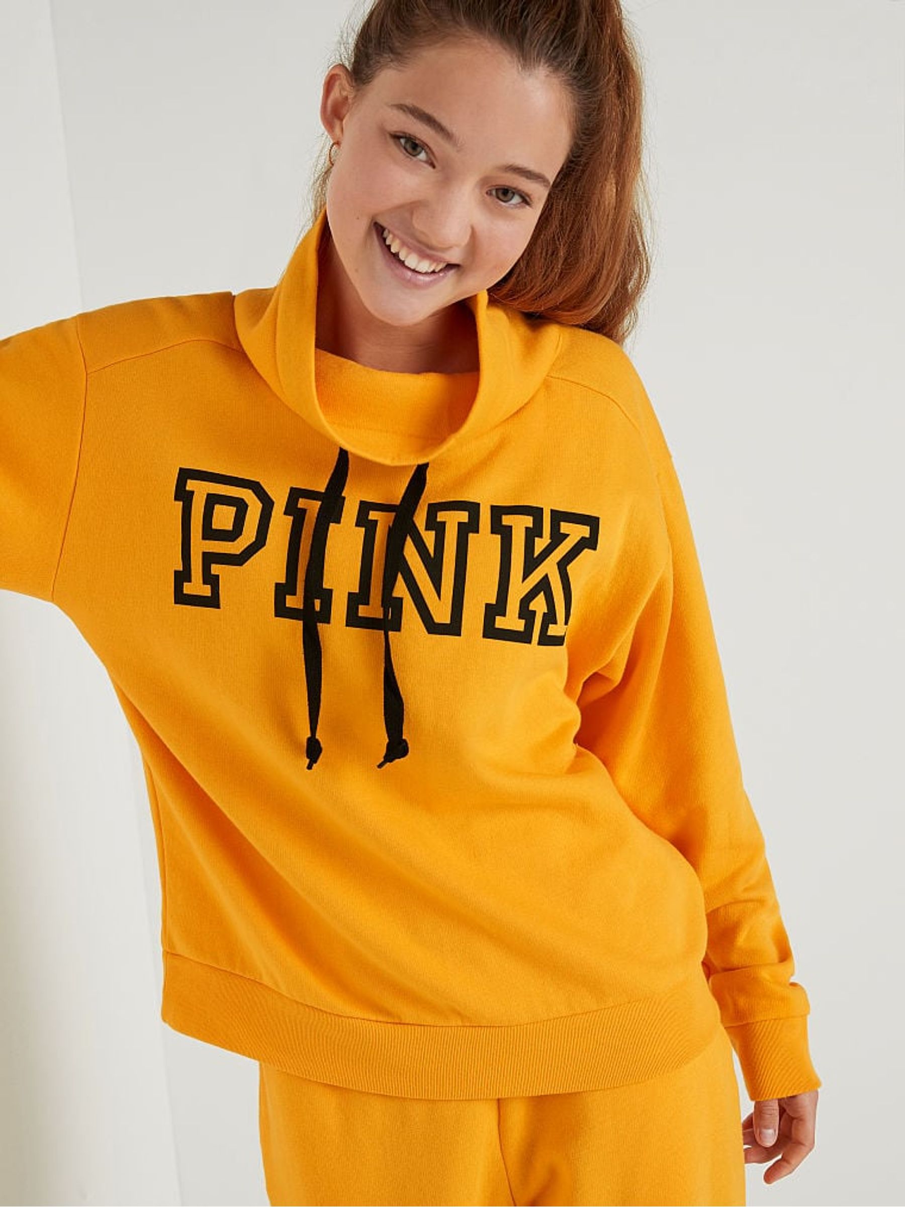 Gold Glow Classic Logo Everyday Lounge Cowl Neck Pullover Victoria s Secret UK