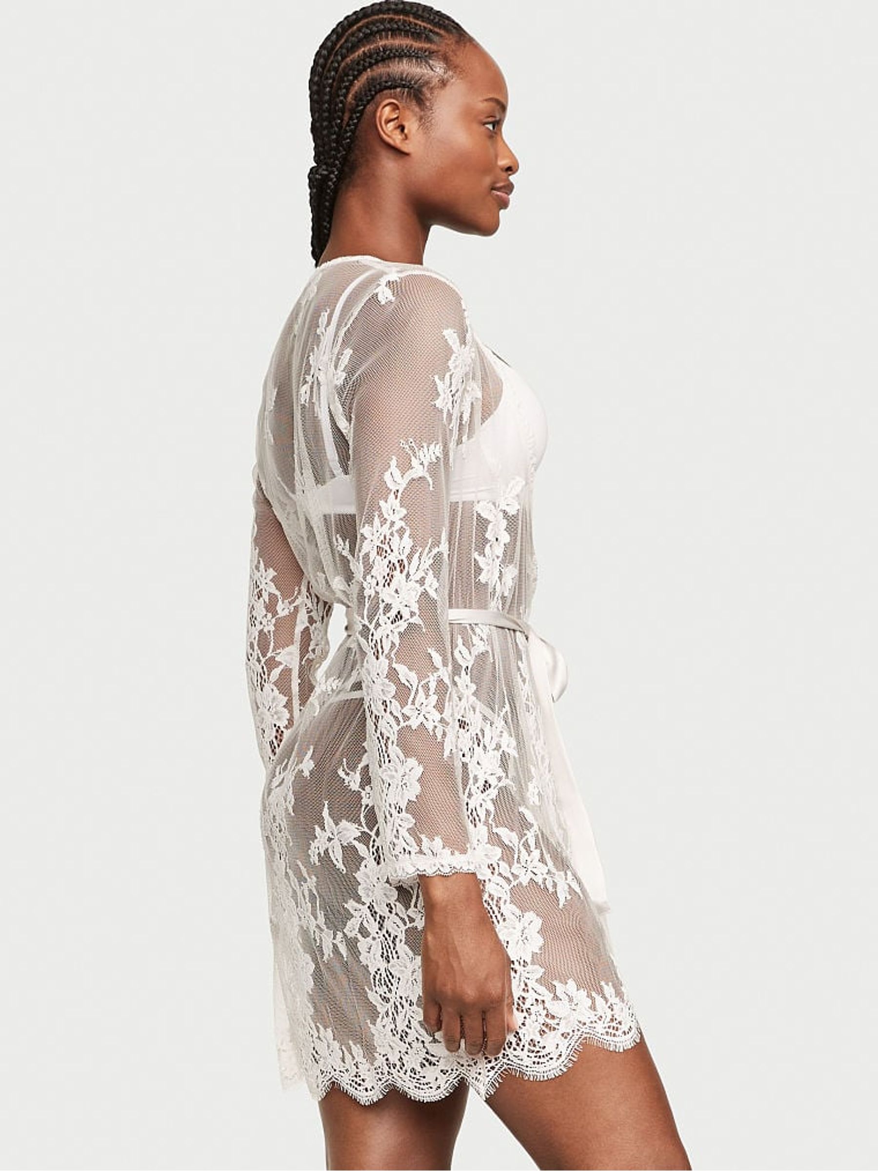 Coconut White Sheer Lace Robe