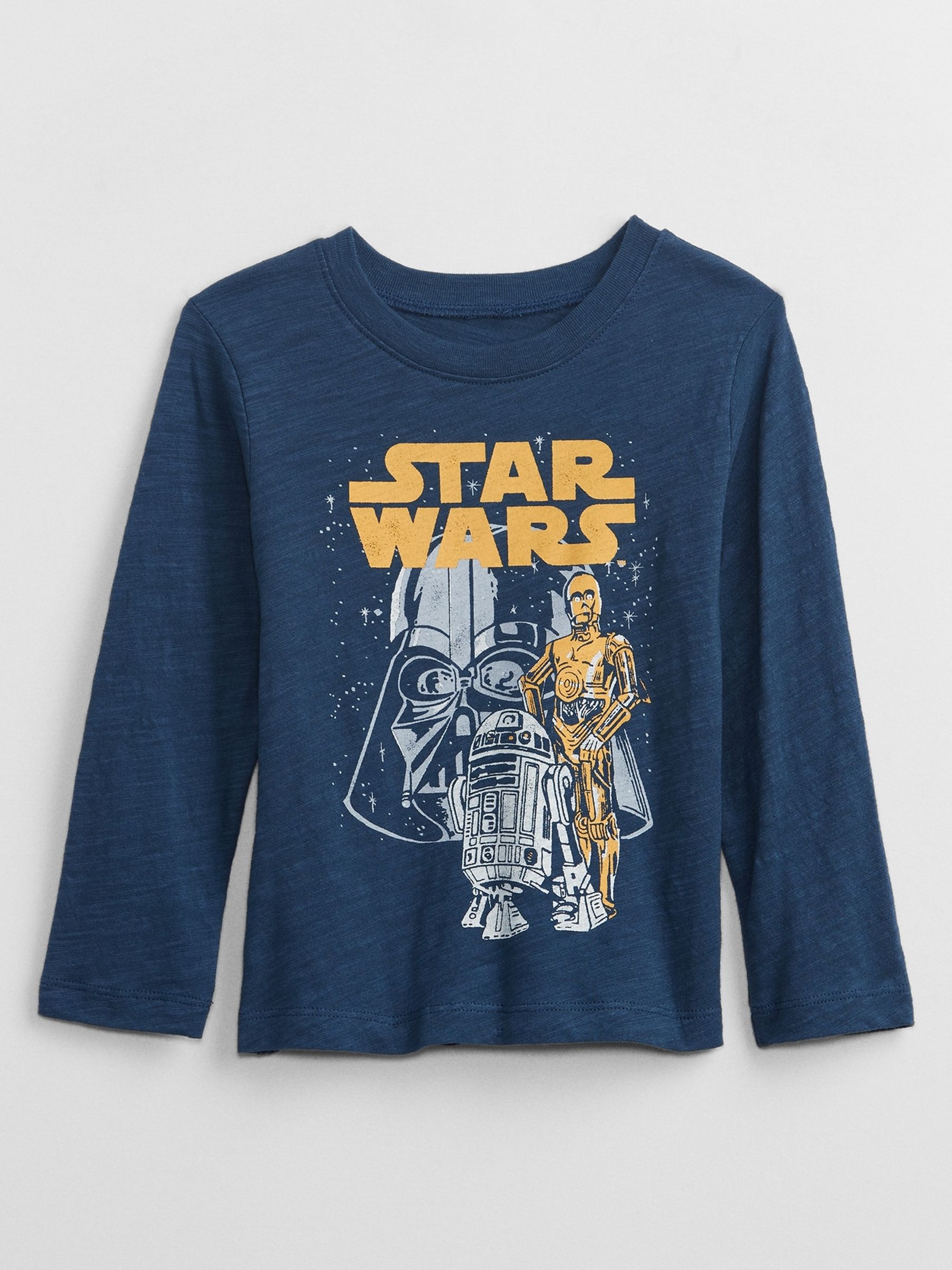 Navy Blue Star Wars Long Sleeve Crew Neck Graphic T Shirt