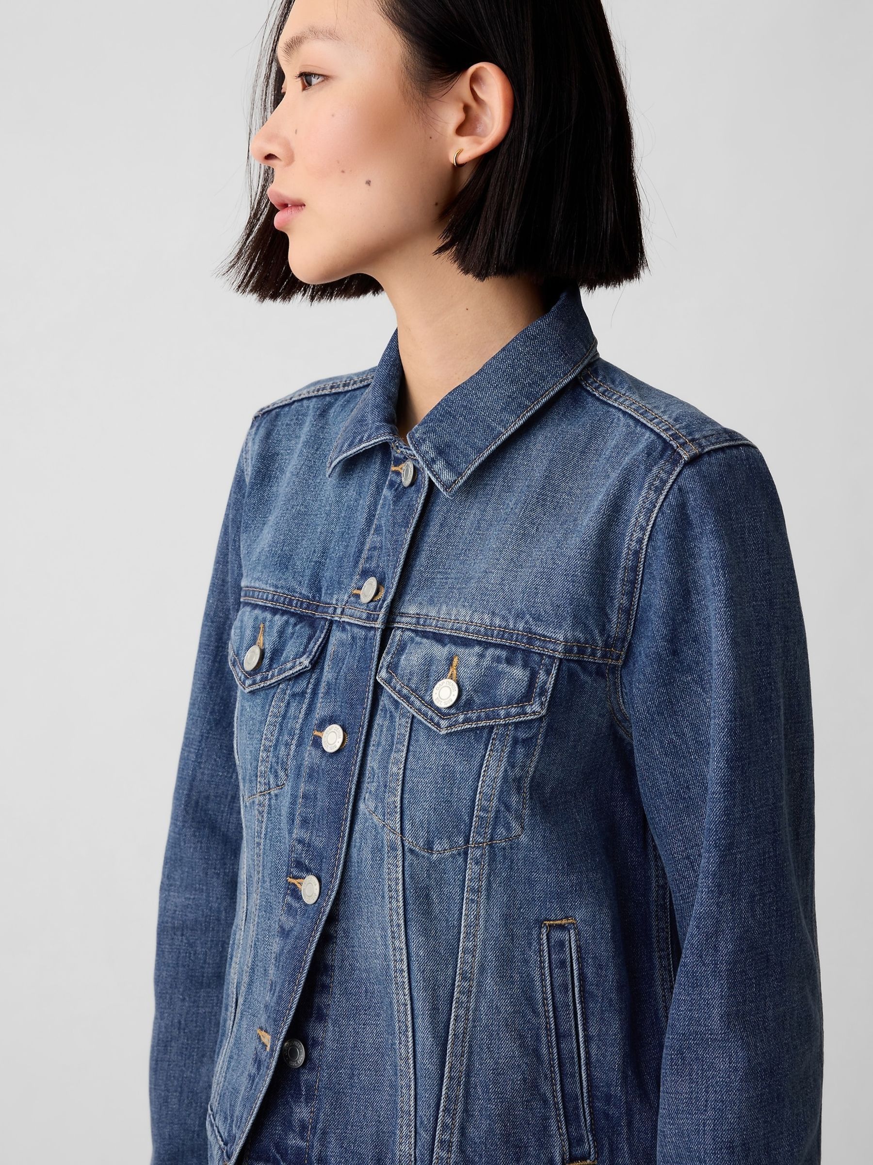 Buy Dark Blue Icon Denim Jacket from the Gap online shop