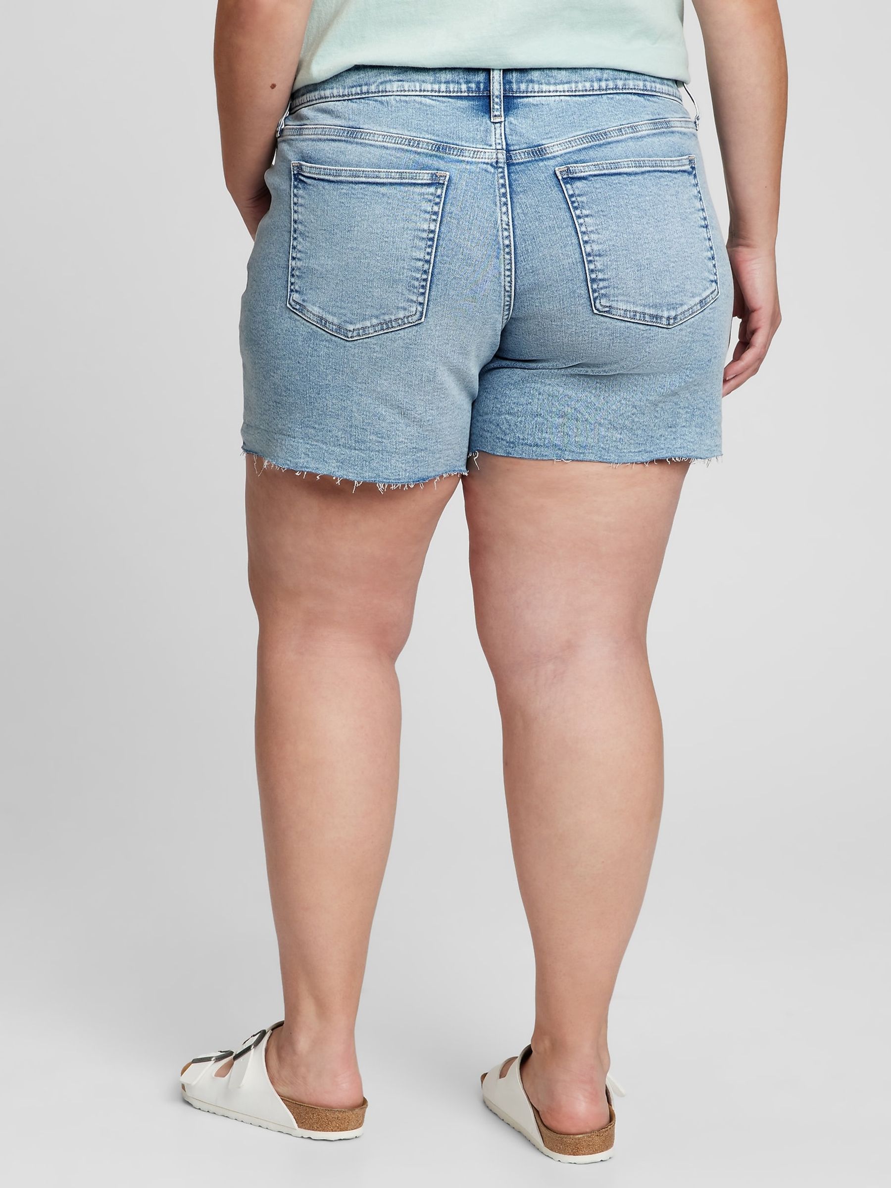 5 Mid Rise Distressed Denim Shorts