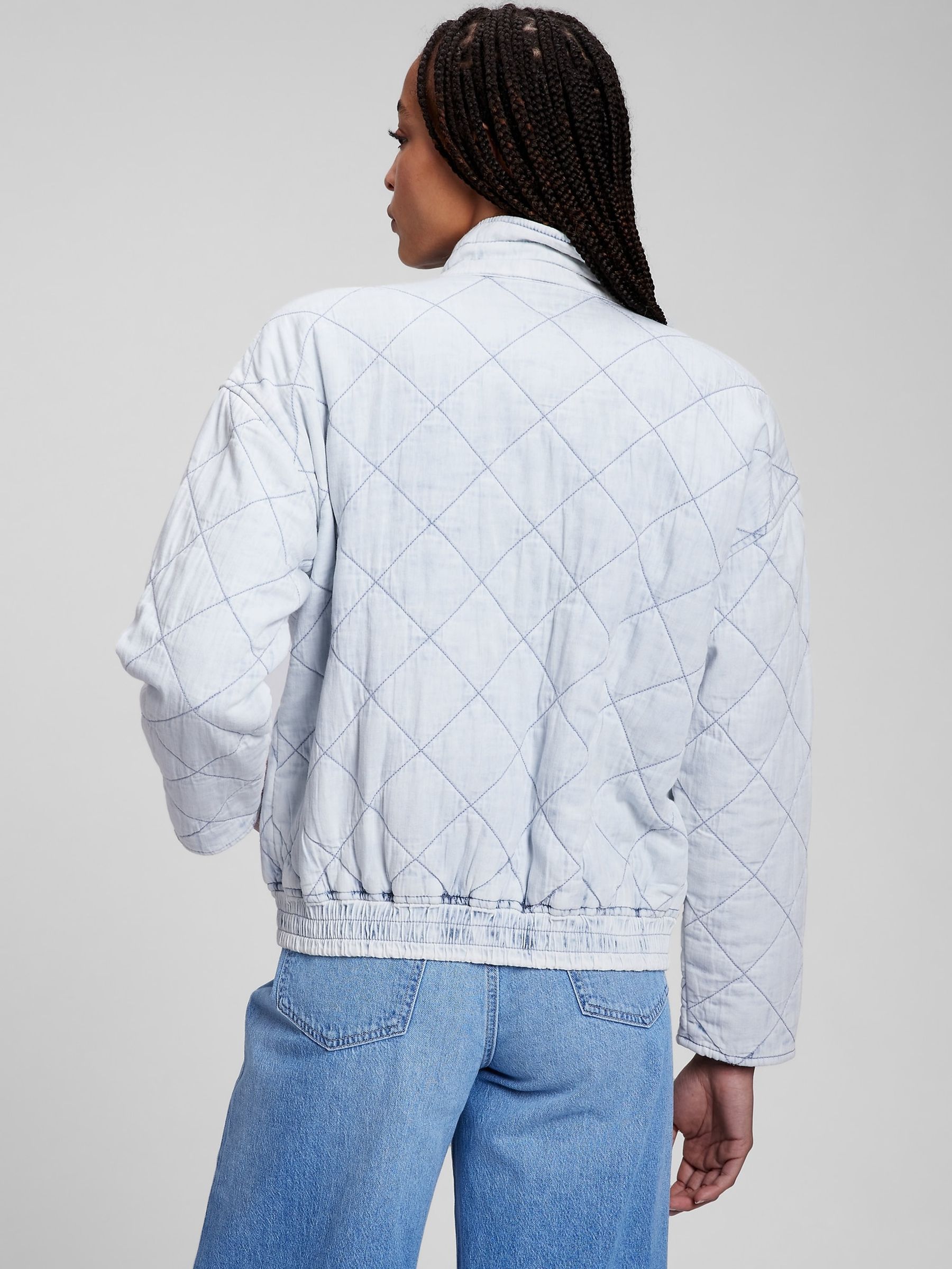 Chambray bomber jacket womens new arrivals