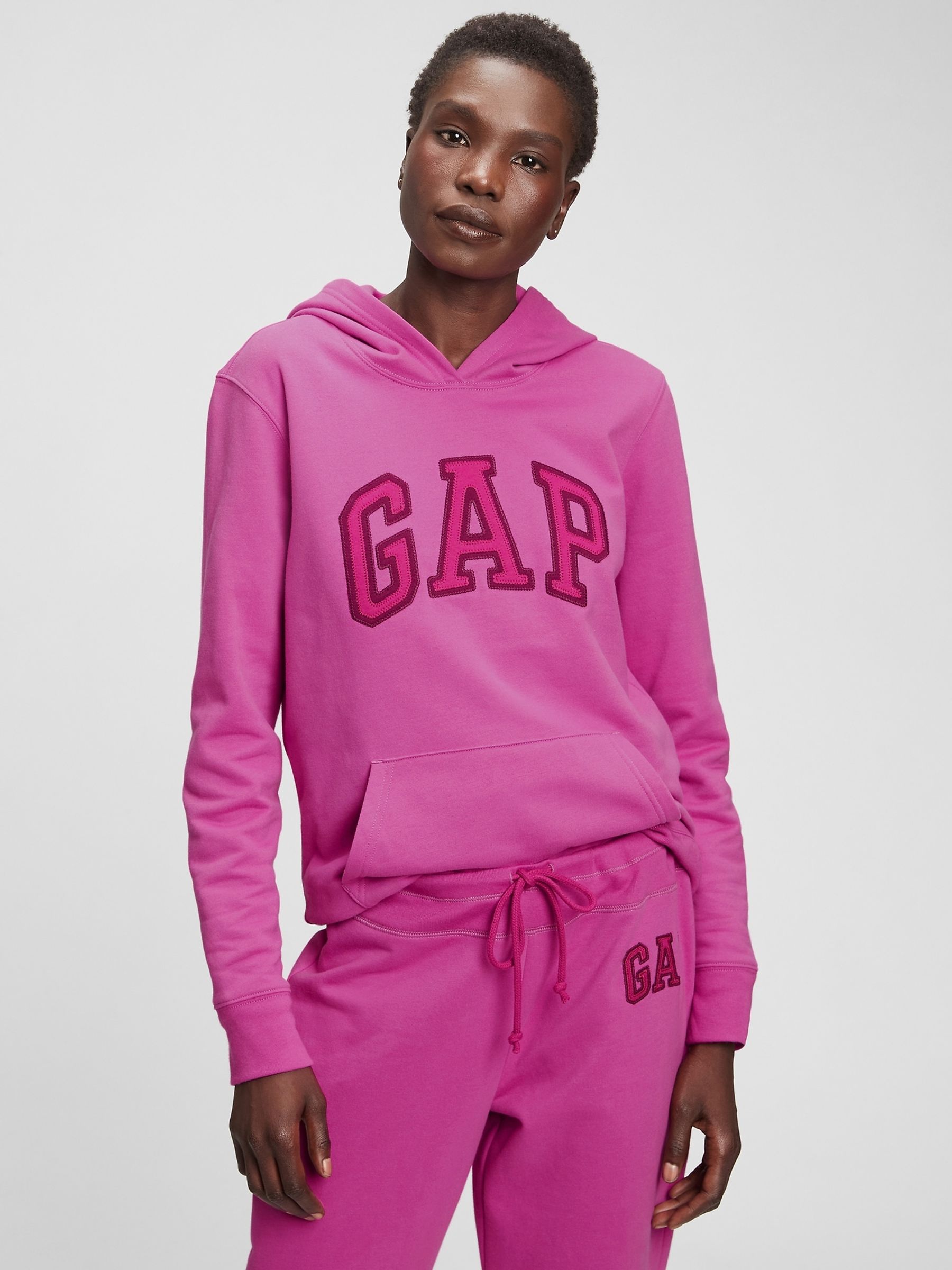 Magenta Purple Logo Fleece Hoodie Gap