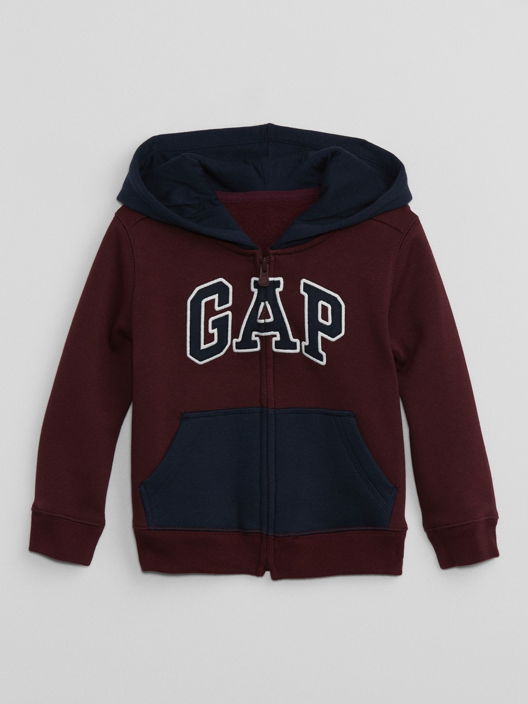 Red Logo Colourblock Zip Up Hoodie