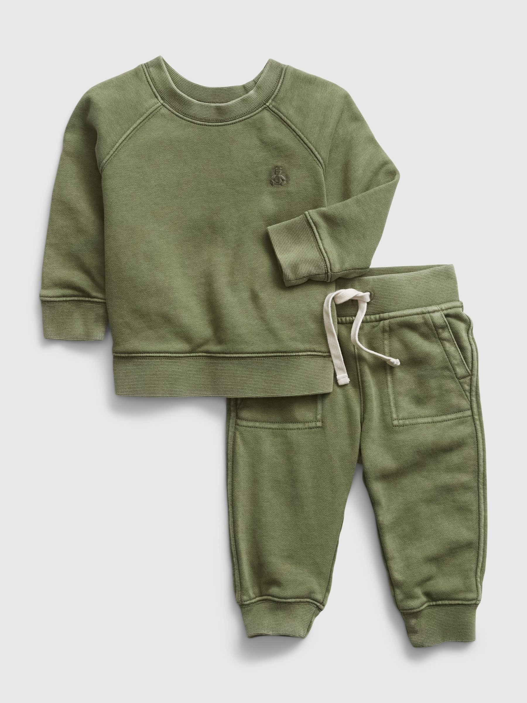Green Two Piece Sweat Outfit Set