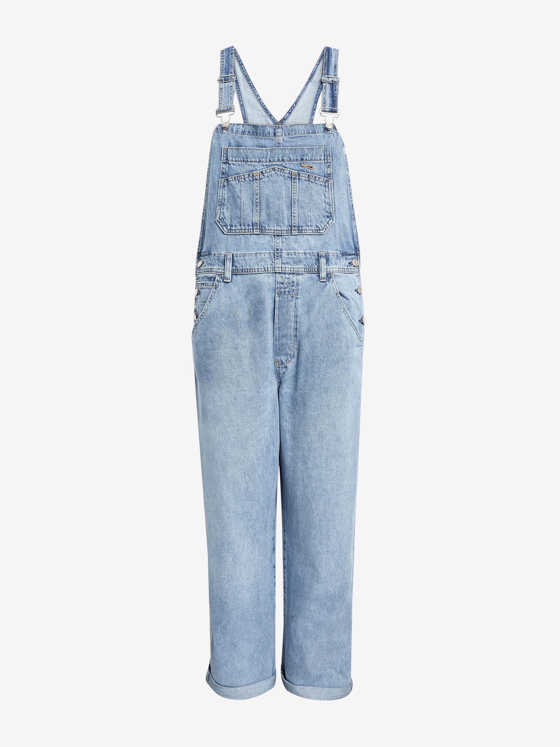 Womens loose fit denim dungarees on sale
