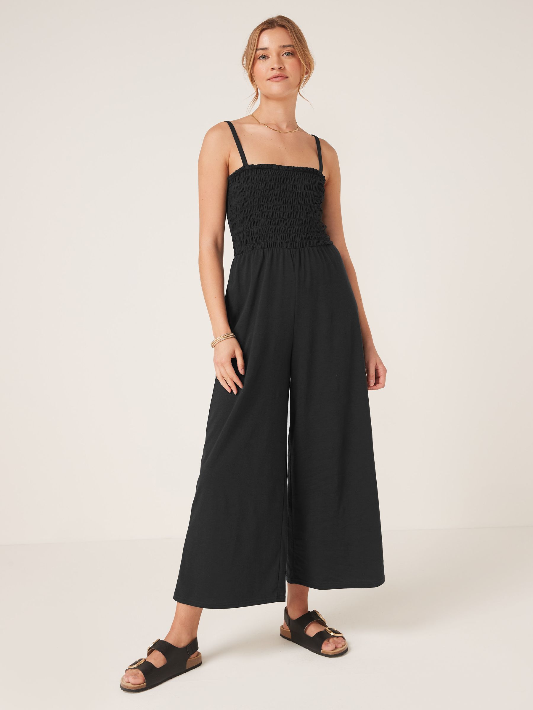 Black Smocked Jumpsuit
