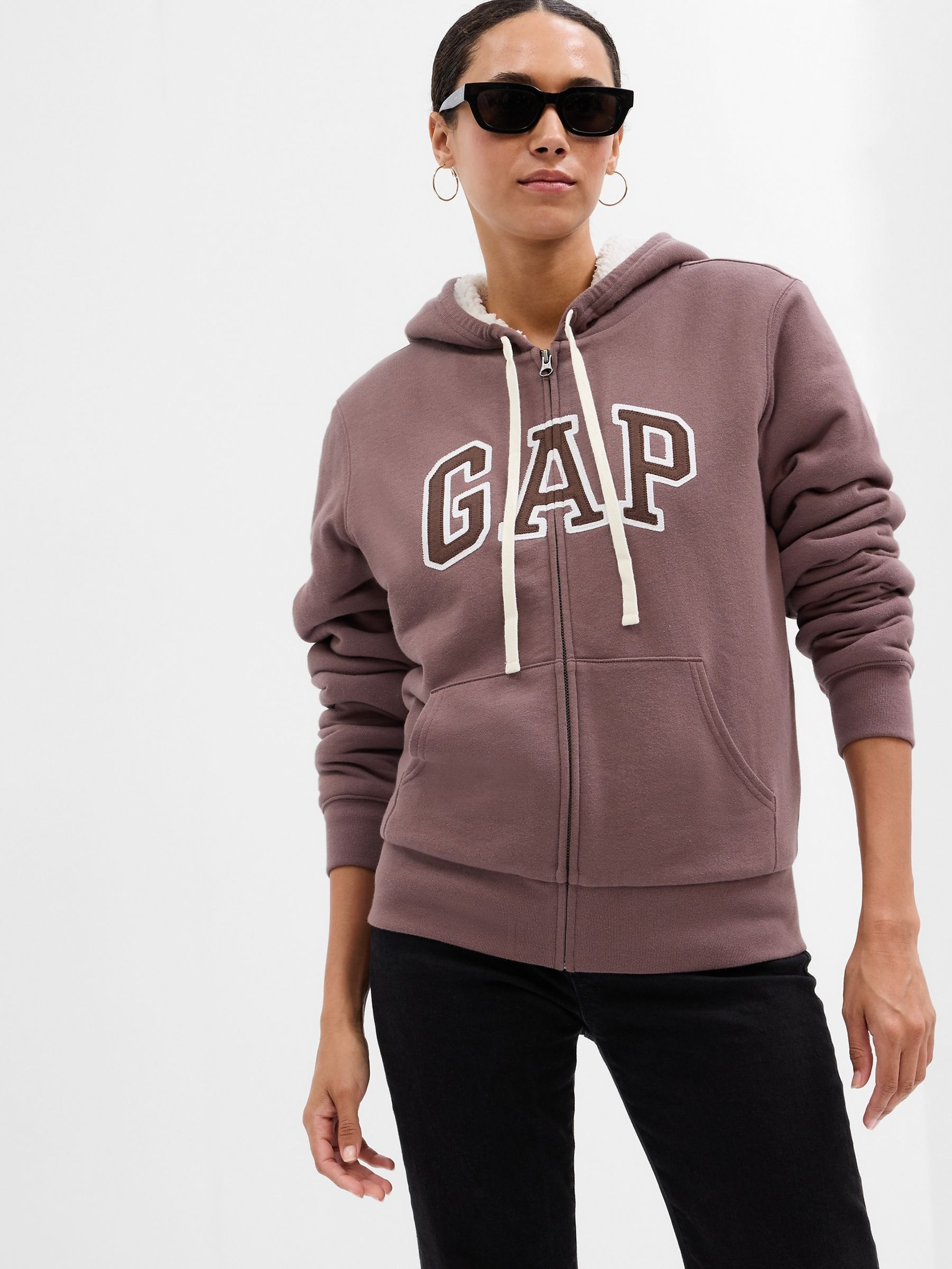 Gap logo sherpa hoodie outlet