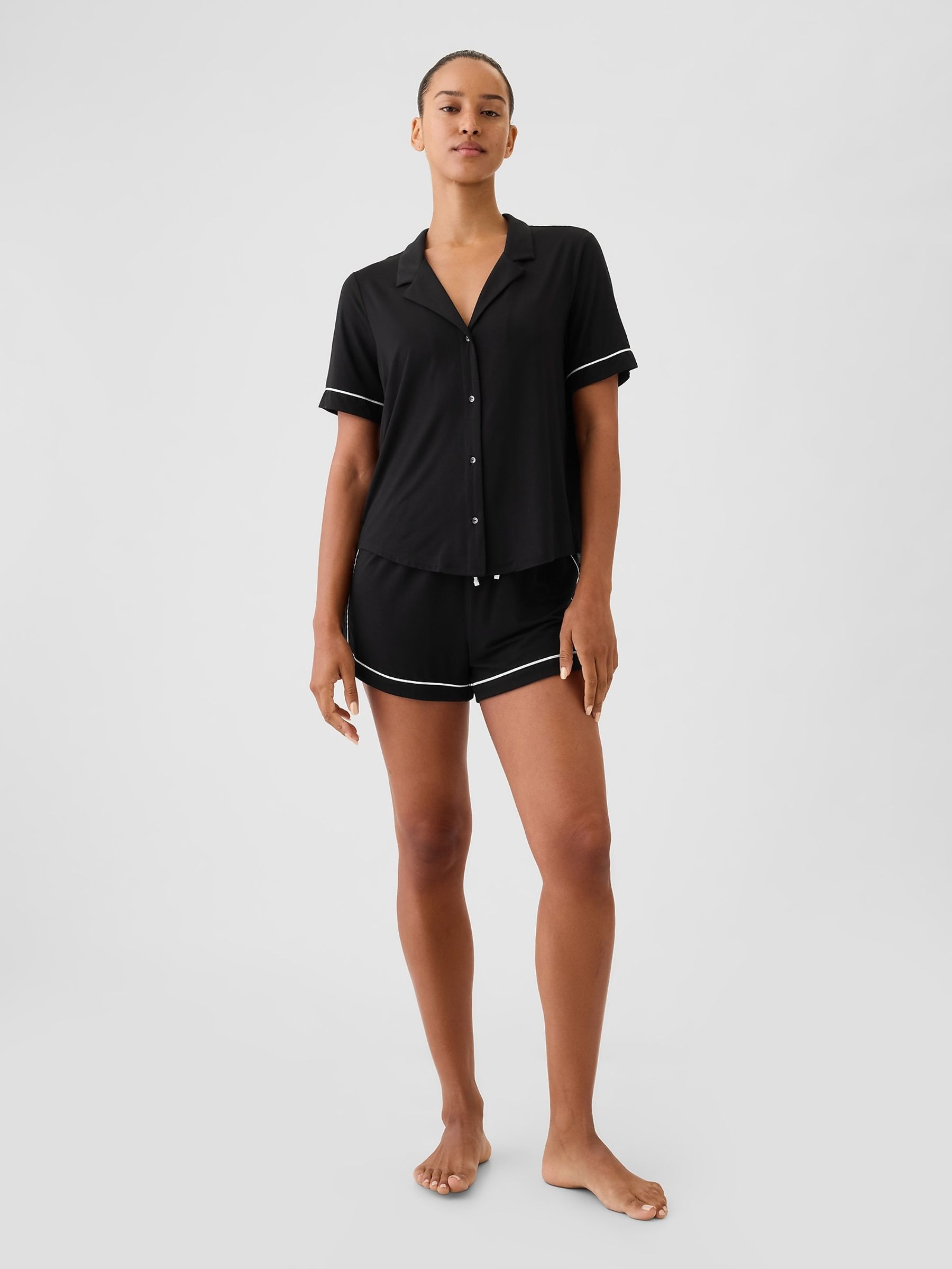 Black pajama shirt on sale