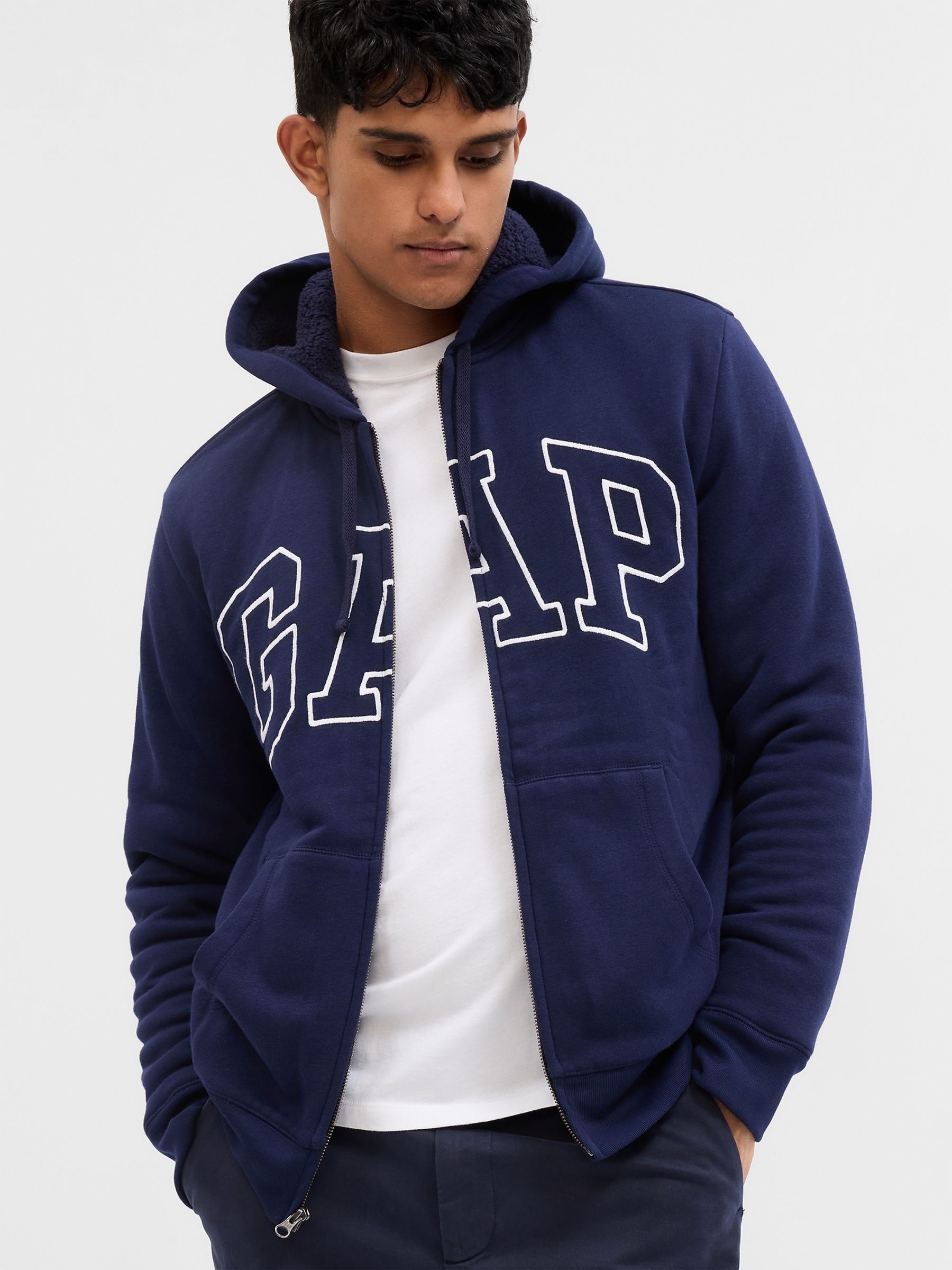 Gap logo sherpa hoodie deals