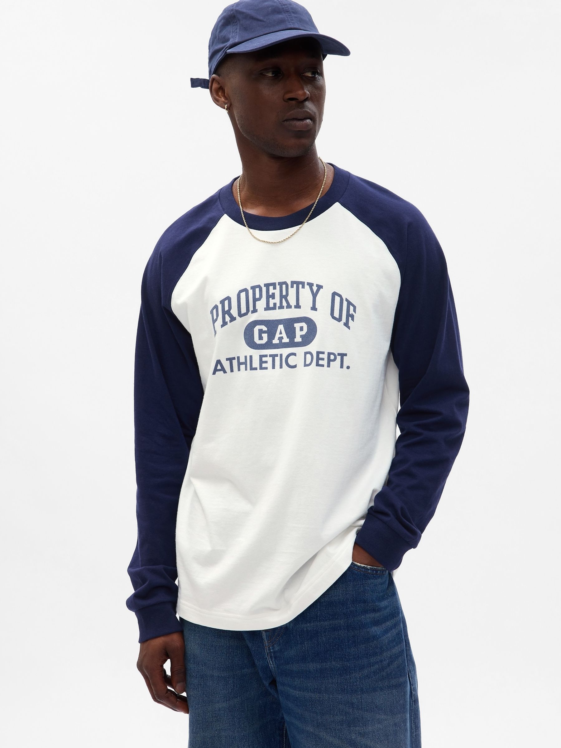 Buy White Athletic Logo Long Sleeve T Shirt from the Gap online shop