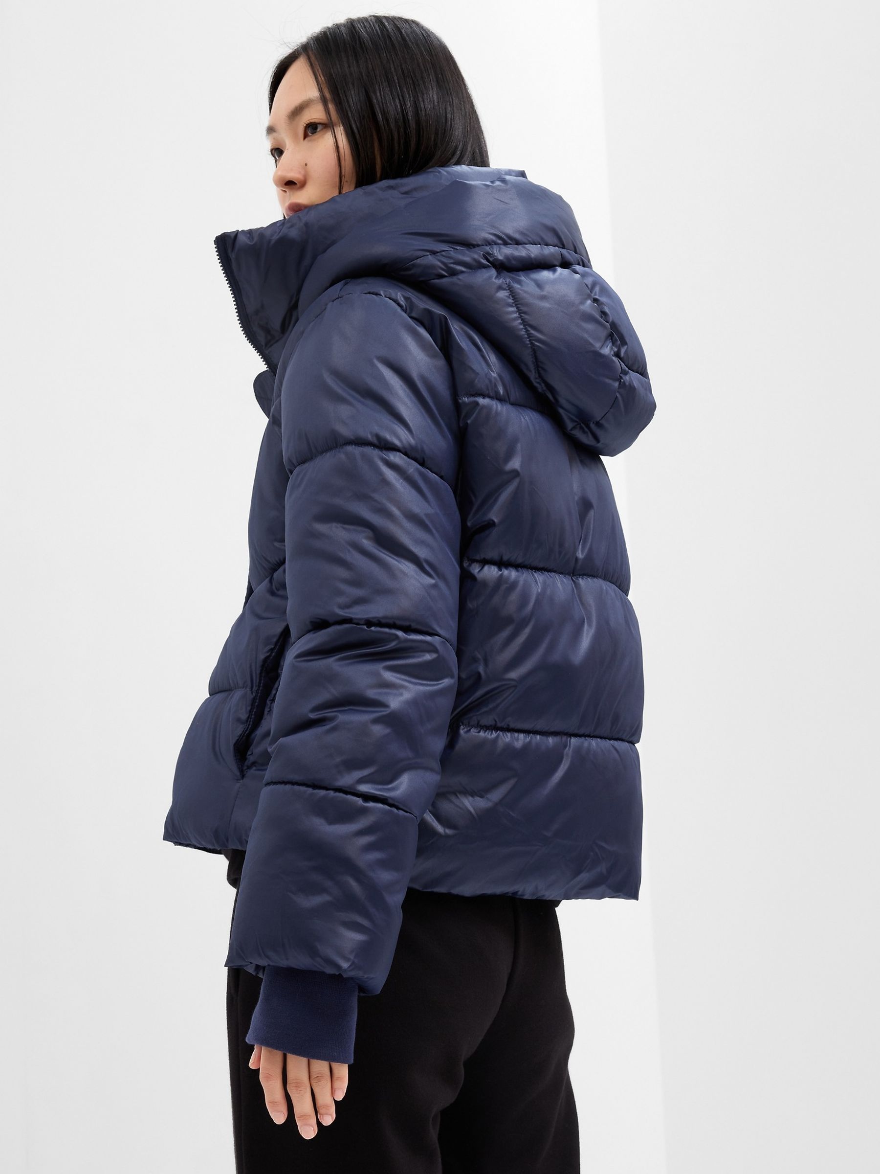 Blue ColdControl Max Cropped Puffer Coat