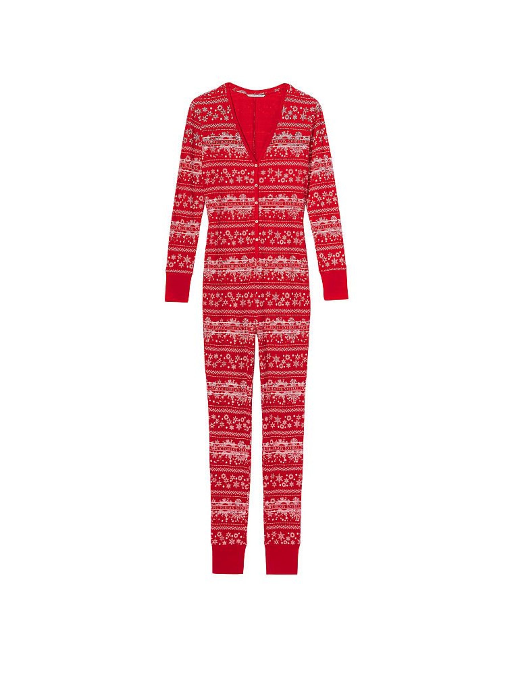 Buy Victoria s Secret Lipstick Vs Fair Isle Red Thermal Long Sleeve Long Jumpsuit from the Victoria s Secret UK online shop