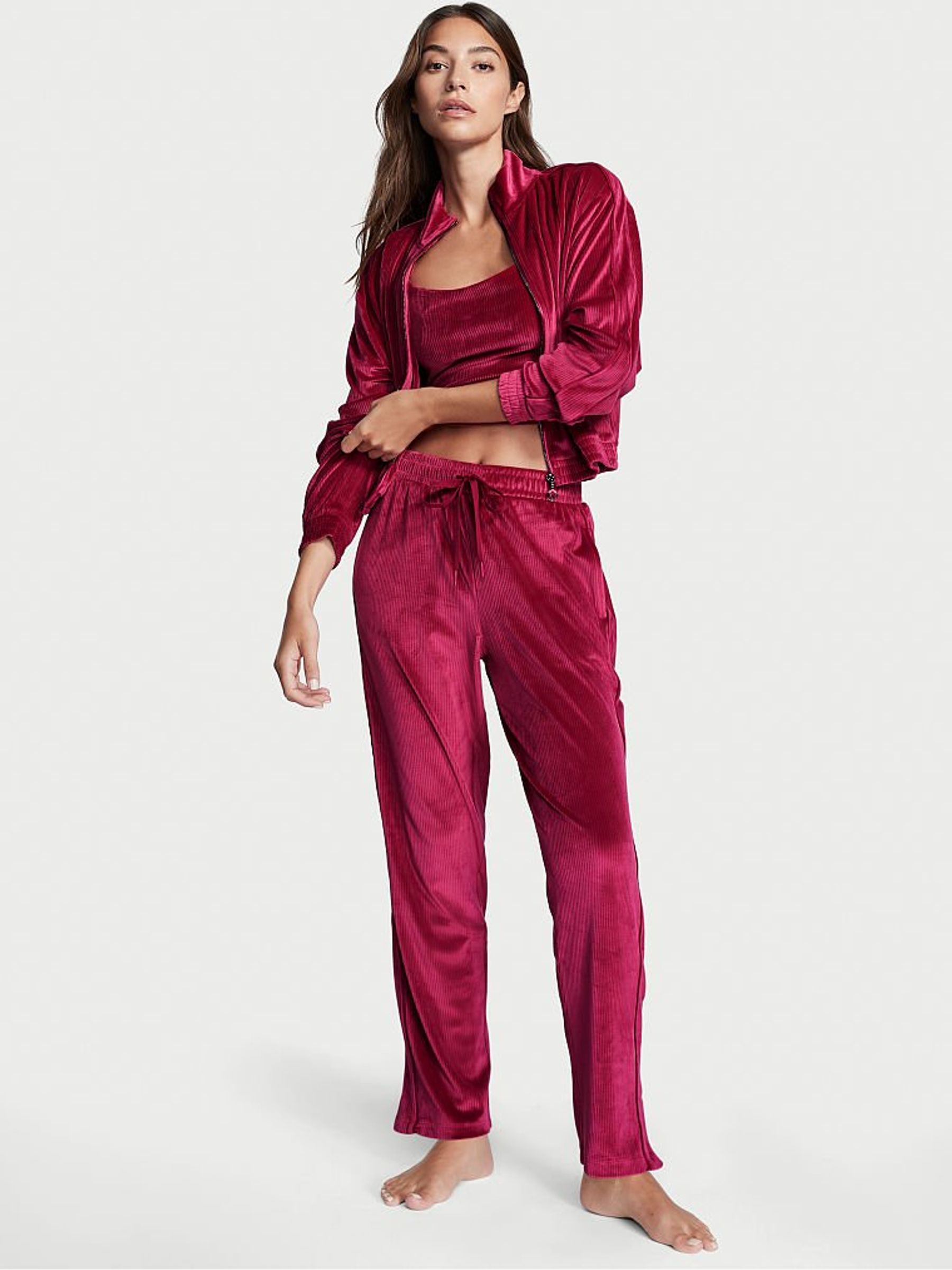 Buy Victoria s Secret Claret Red Velour 3 Piece Lounge Set from the Victoria s Secret UK online shop