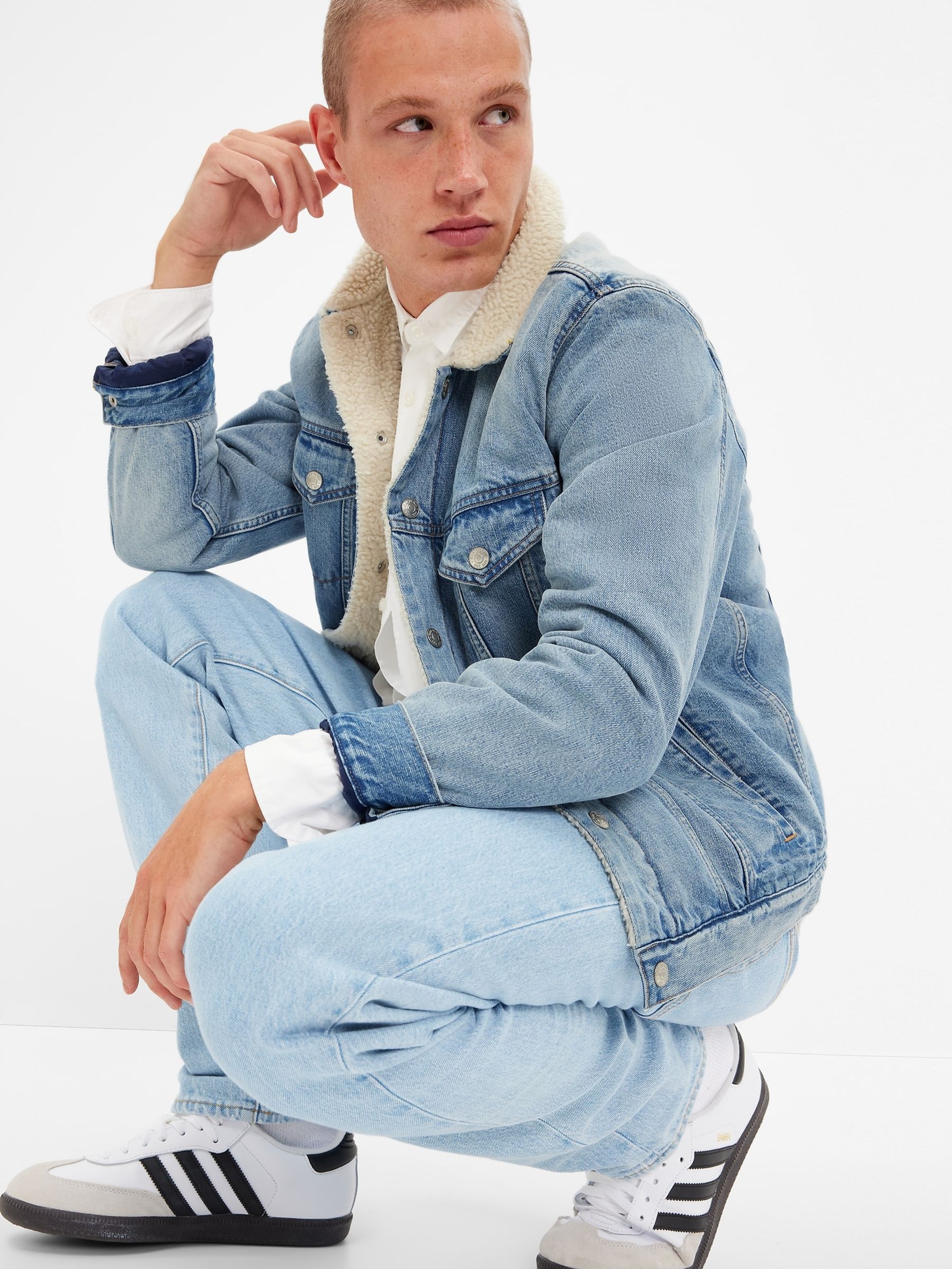 Sherpa lined denim jacket gap shop