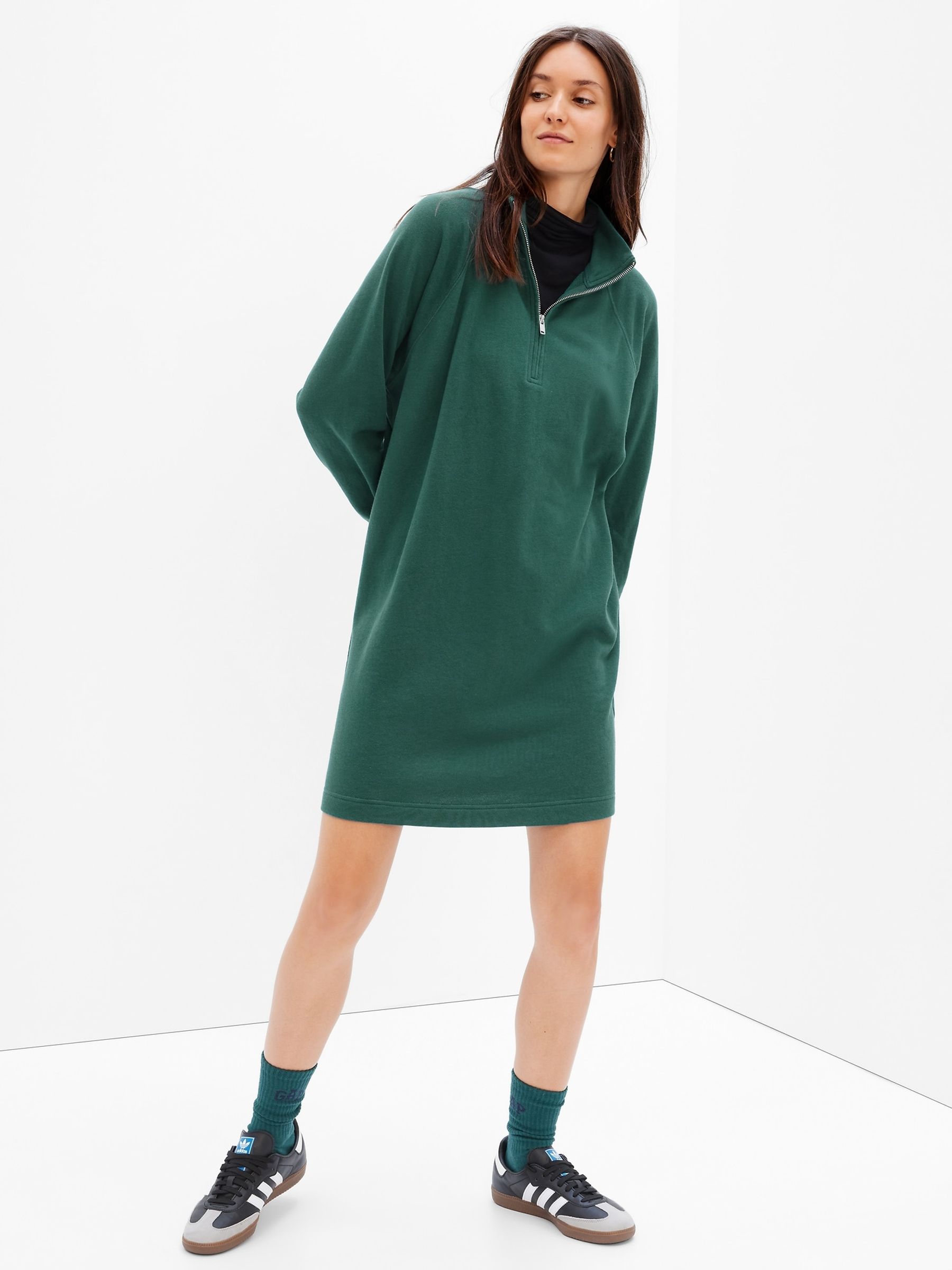 Buy Green Quarter Zip Sweatshirt Dress from the Gap online shop